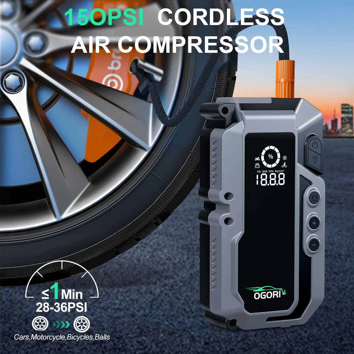 4 in 1 7500A Car Jump Starter With Air Compressor Pack Booster 12V Power Bank QC 3.0 with Flashlight Start Up to All Gas