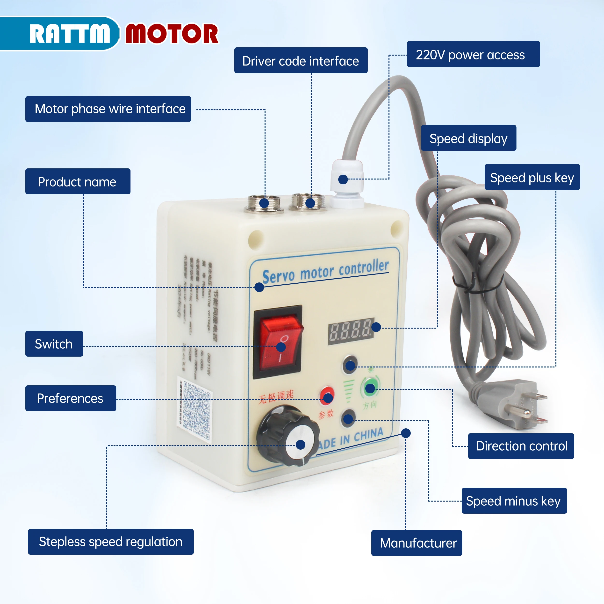 550W 750W 1.1KW 1.5KW 2.2KW AC Brushless Servo Motor 220V With Speed Driver CNC Controller Kit