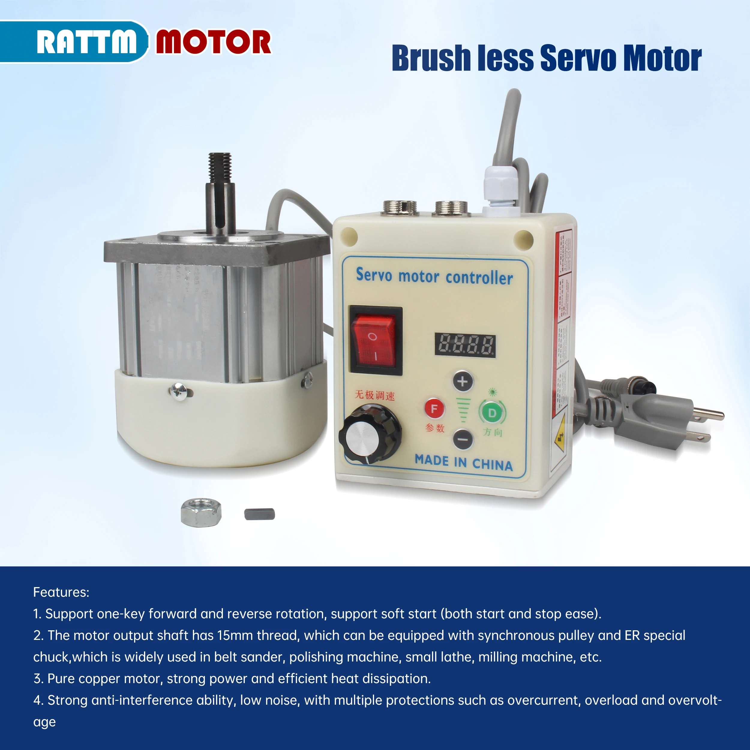 550W 750W 1.1KW 1.5KW 2.2KW AC Brushless Servo Motor 220V With Speed Driver CNC Controller Kit