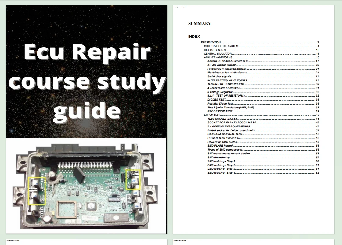 ECU Repair Module Course Study Guide ECU Teaching EPROM TEST Progranm SMD Simulator RESISTORS SOCKET Car Diag Tool File e-book