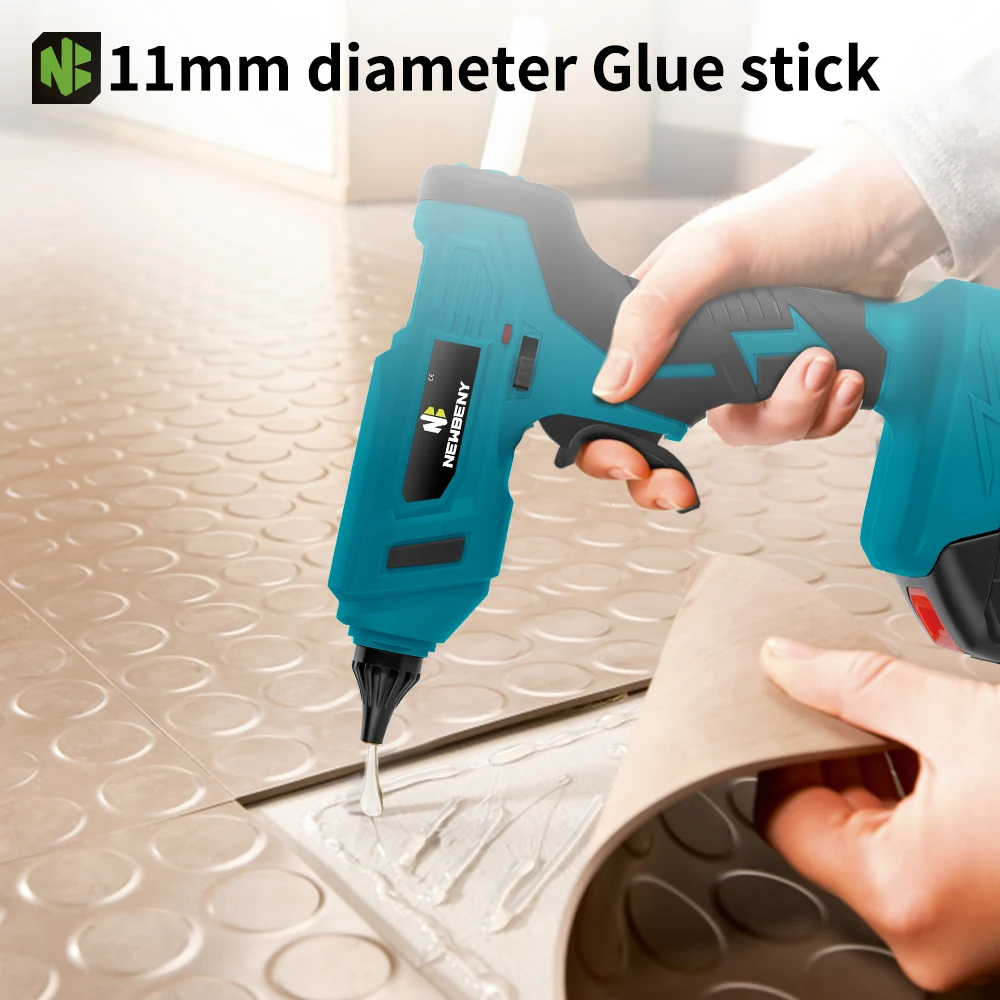 NEWBENY 280°C 100W Electric Hot Melt Glue Gun Cordless Home Graft DIY Repair Tool with 10pcs Glue Sticks for Makita Battery Pin