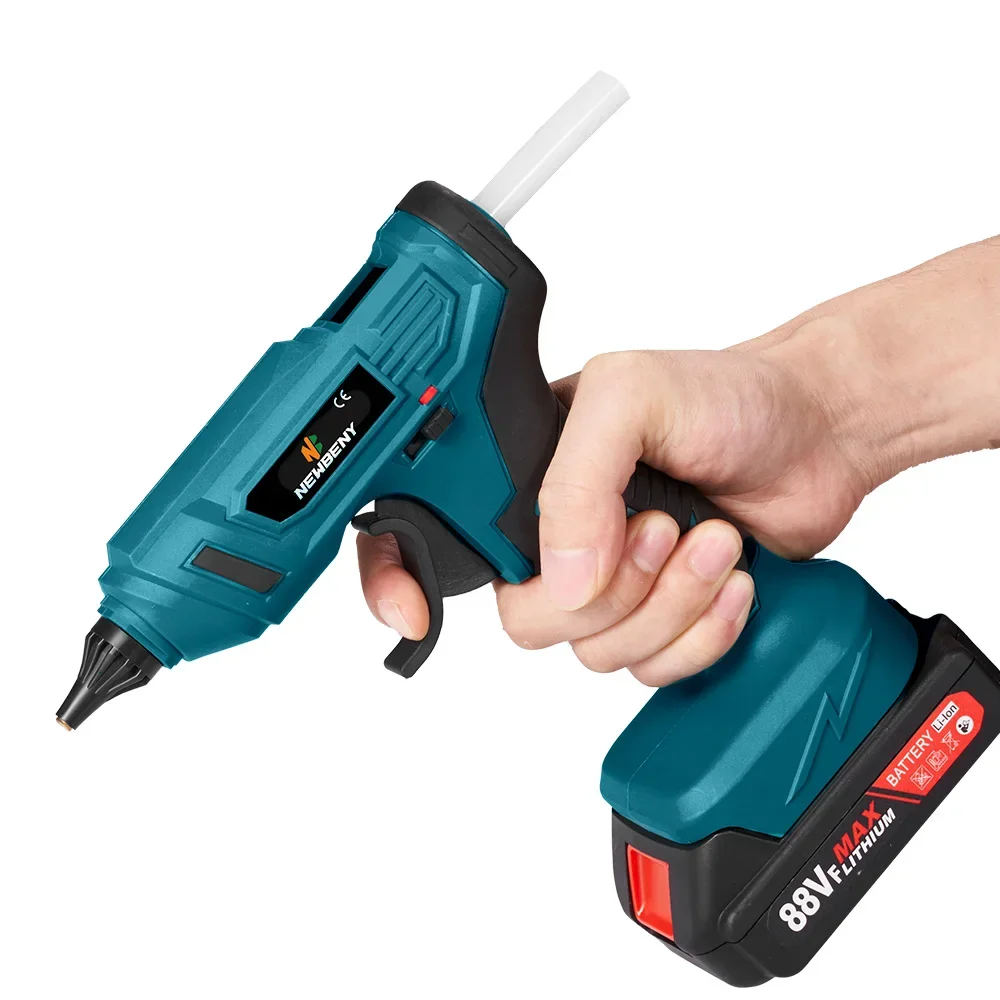 NEWBENY 280°C 100W Electric Hot Melt Glue Gun Cordless Home Graft DIY Repair Tool with 10pcs Glue Sticks for Makita Battery Pin