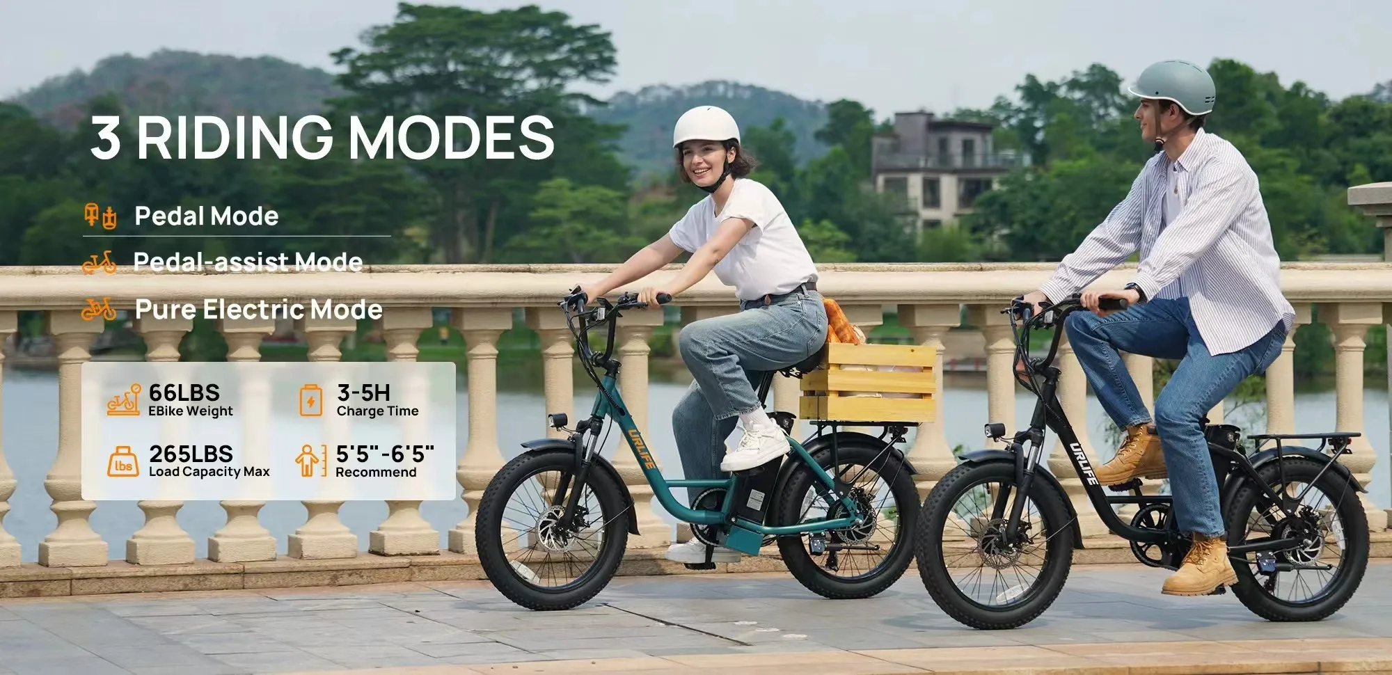 Electric Bike URLIFE 500W Powerful Motor 48V13AH Battery Short Trip E Bike Adult 20*3.0 In All-terrain Fat Tire Electric Bicycle