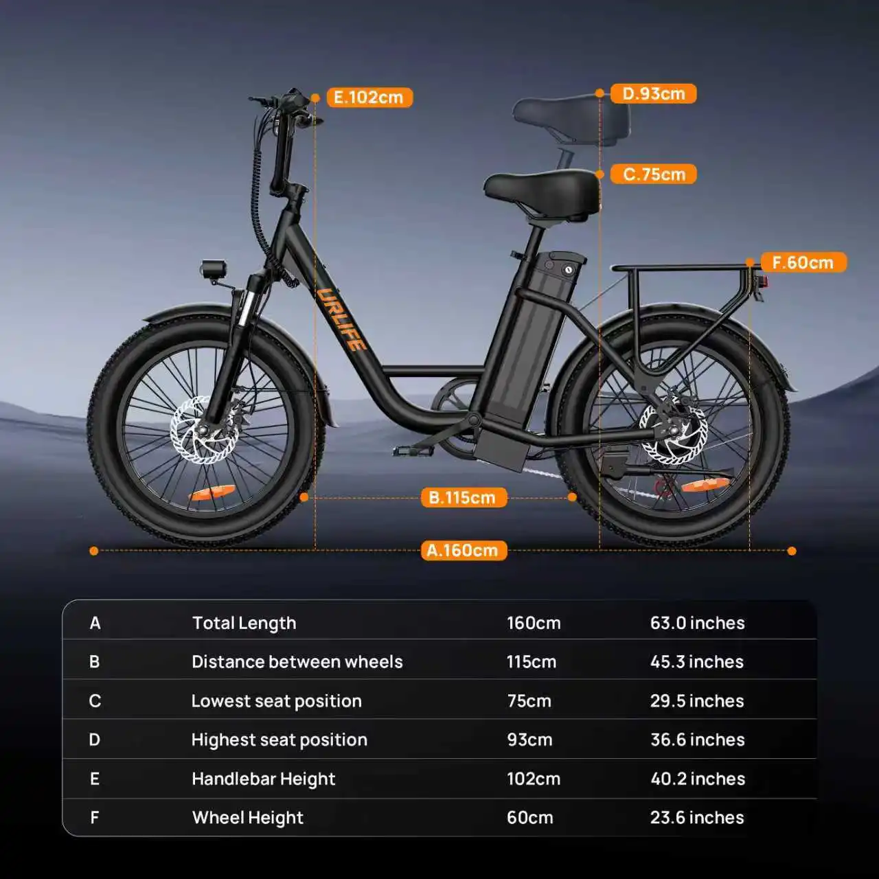 Electric Bike URLIFE 500W Powerful Motor 48V13AH Battery Short Trip E Bike Adult 20*3.0 In All-terrain Fat Tire Electric Bicycle