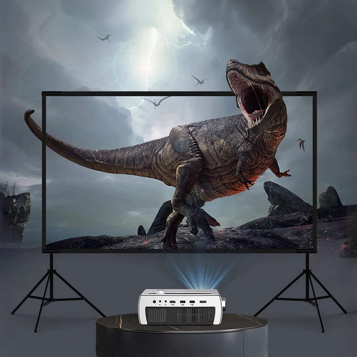 Voltsify 100" 3D 4K HD Outdoor Indoor 16:9 4K Portable Projector Screen with Stand