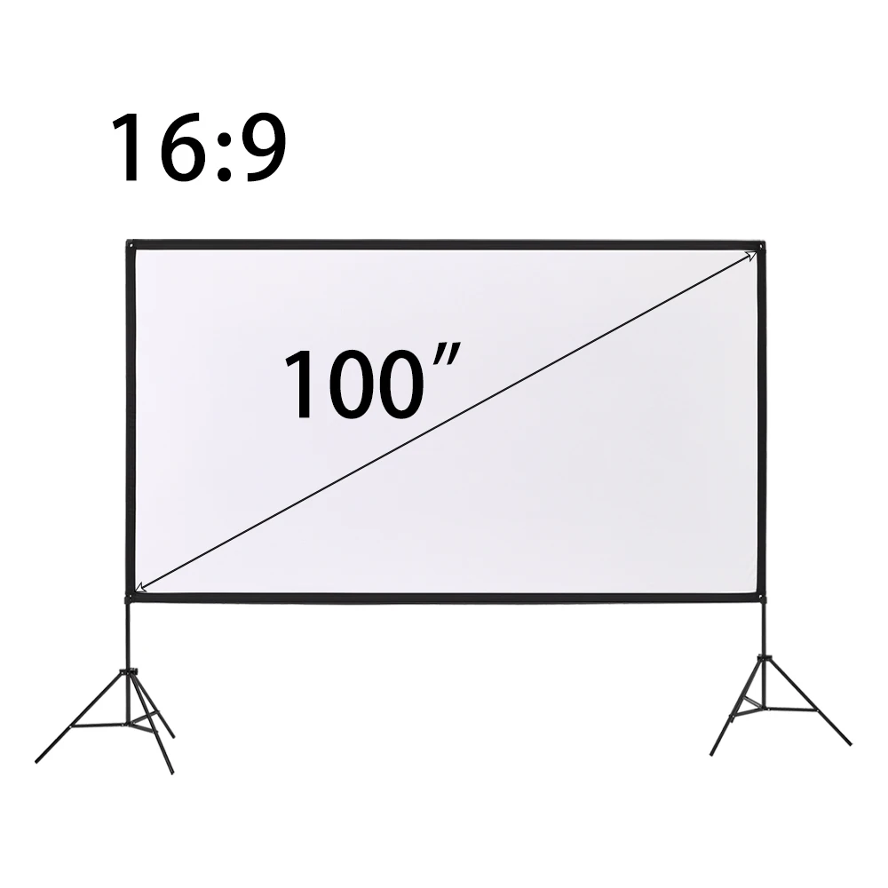Voltsify 100" 3D 4K HD Outdoor Indoor 16:9 4K Portable Projector Screen with Stand
