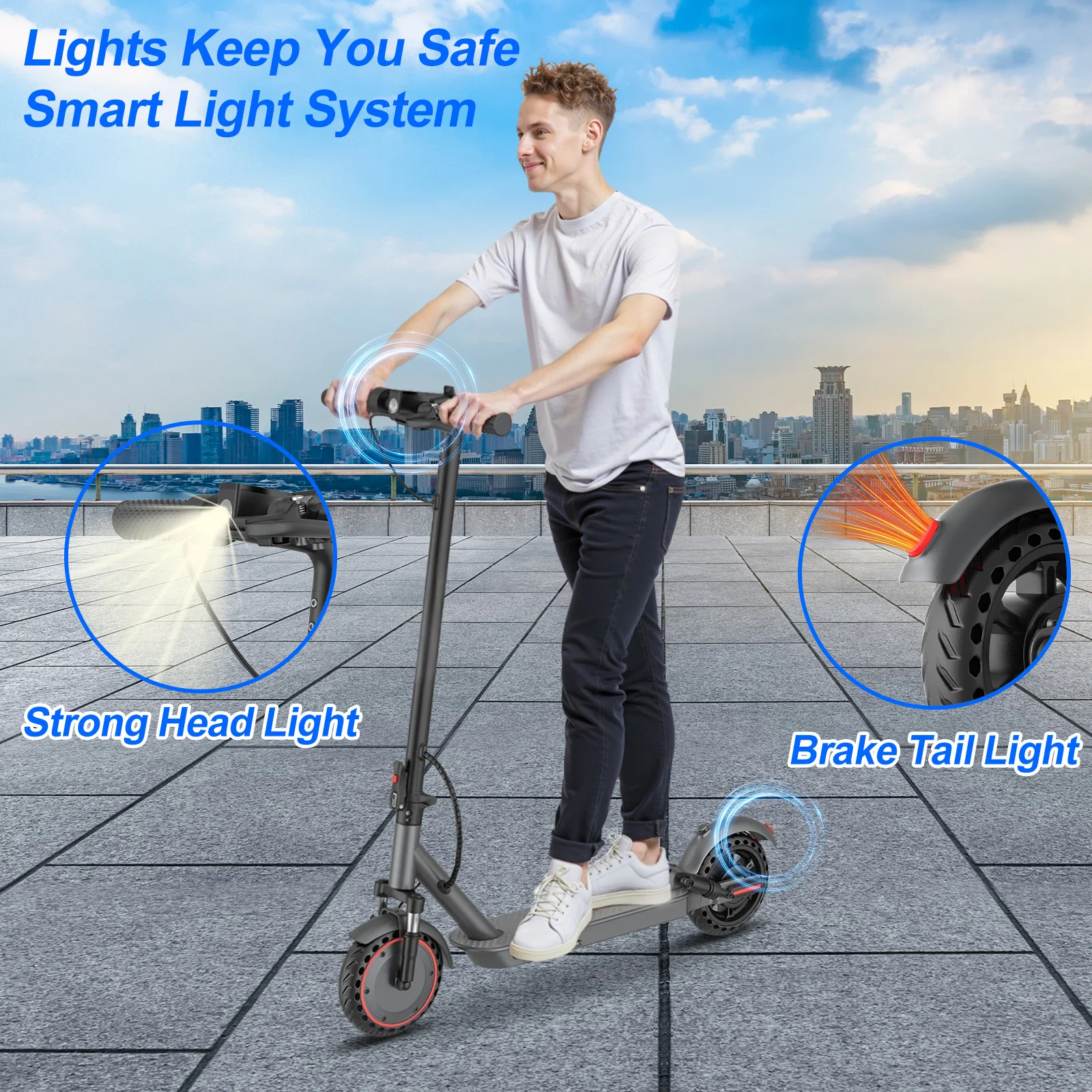 AOVOPRO 500W Electric Scooter Top Speed: 21.75 mph Range: 21.75 miles 10-inch Tyres Shock-Absorbing Smart Folding Scooter
