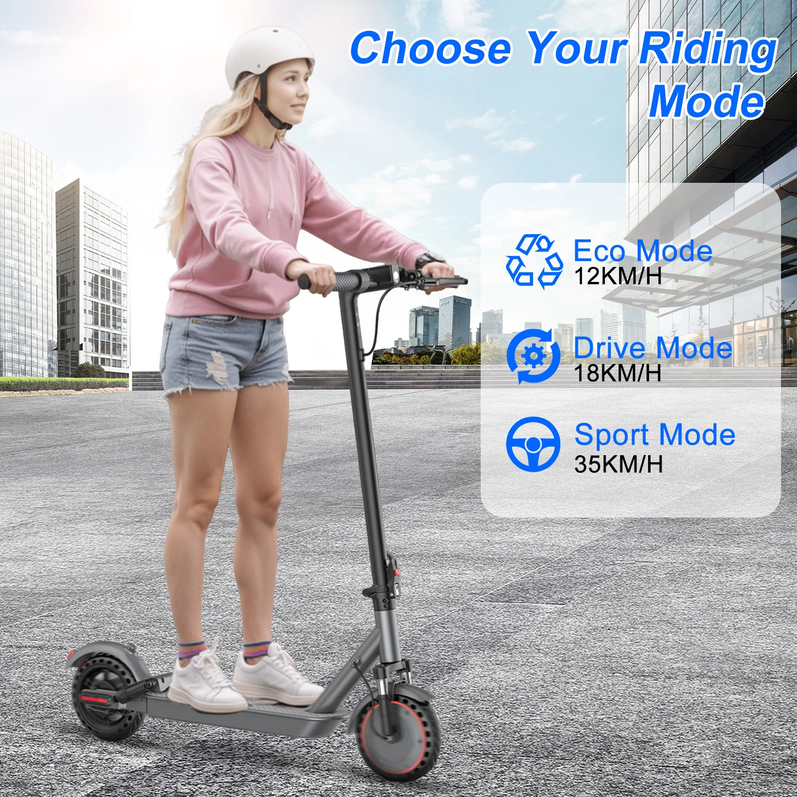 AOVOPRO 500W Electric Scooter Top Speed: 21.75 mph Range: 21.75 miles 10-inch Tyres Shock-Absorbing Smart Folding Scooter