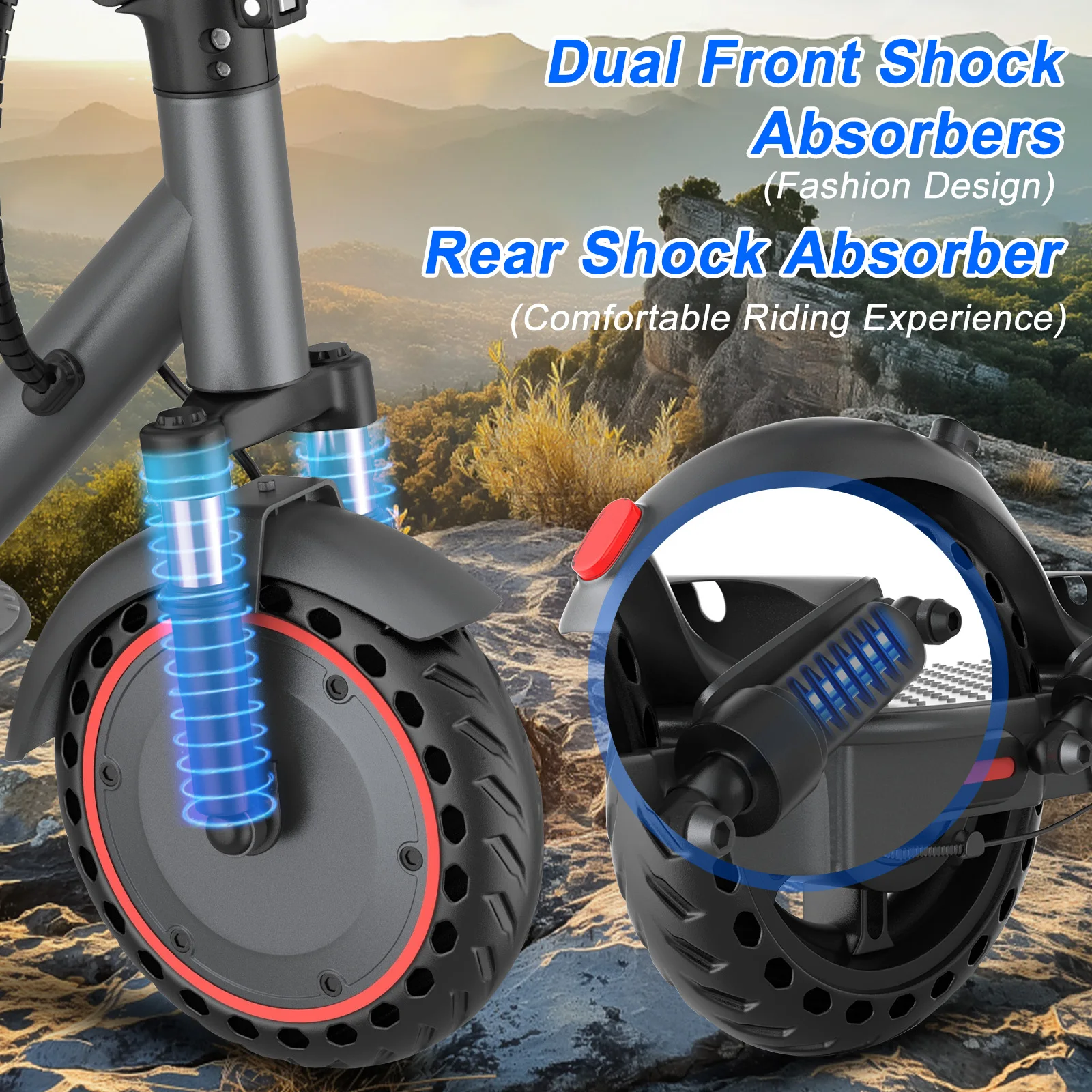 AOVOPRO 500W Electric Scooter Top Speed: 21.75 mph Range: 21.75 miles 10-inch Tyres Shock-Absorbing Smart Folding Scooter
