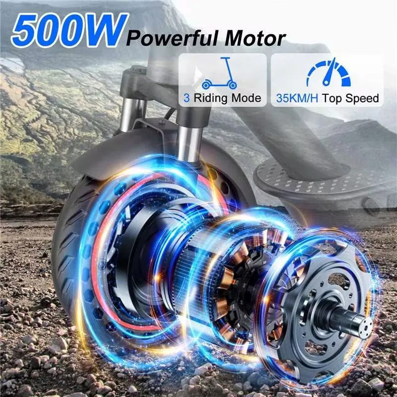 AOVOPRO 500W Electric Scooter Top Speed: 21.75 mph Range: 21.75 miles 10-inch Tyres Shock-Absorbing Smart Folding Scooter