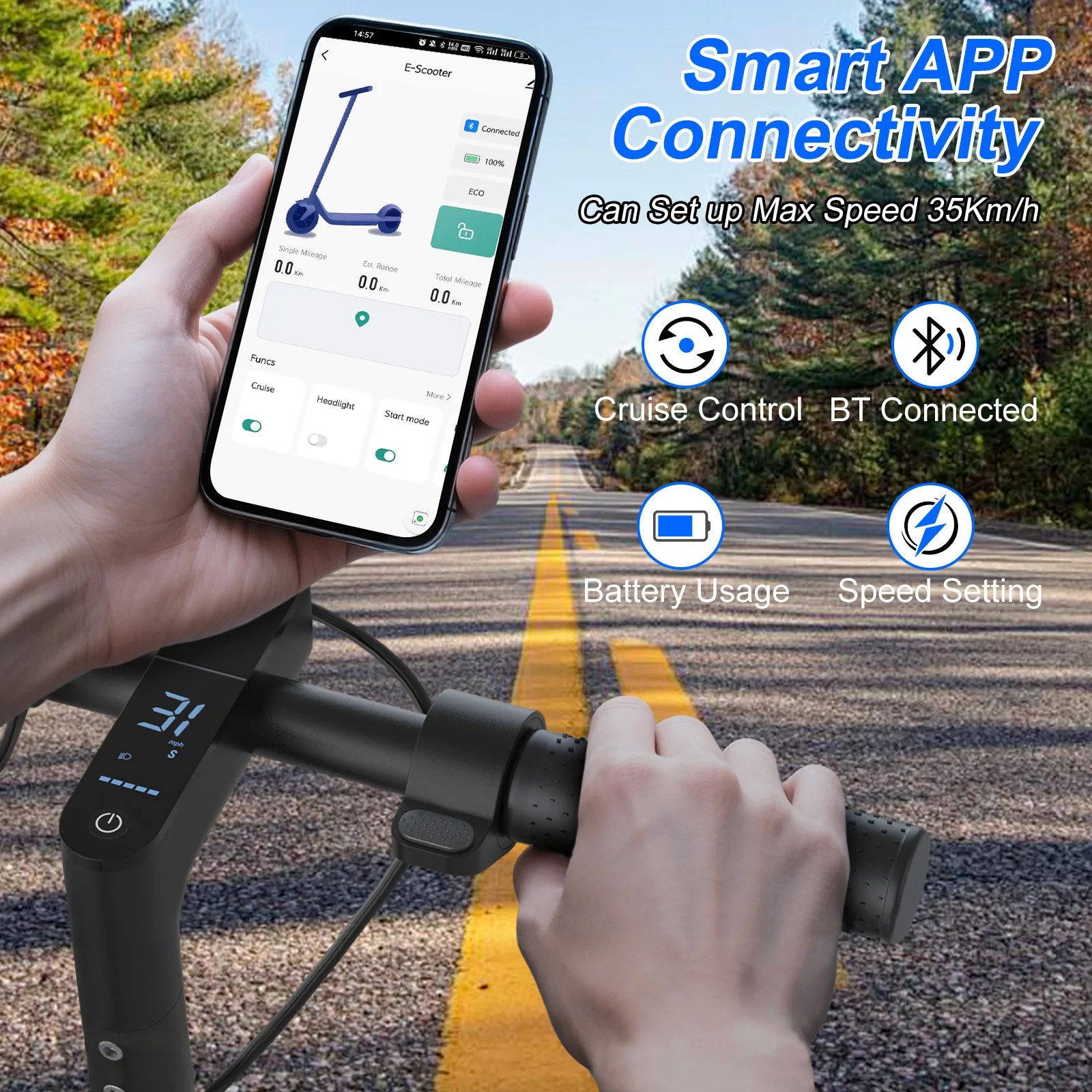 AOVOPRO 500W Electric Scooter Top Speed: 21.75 mph Range: 21.75 miles 10-inch Tyres Shock-Absorbing Smart Folding Scooter