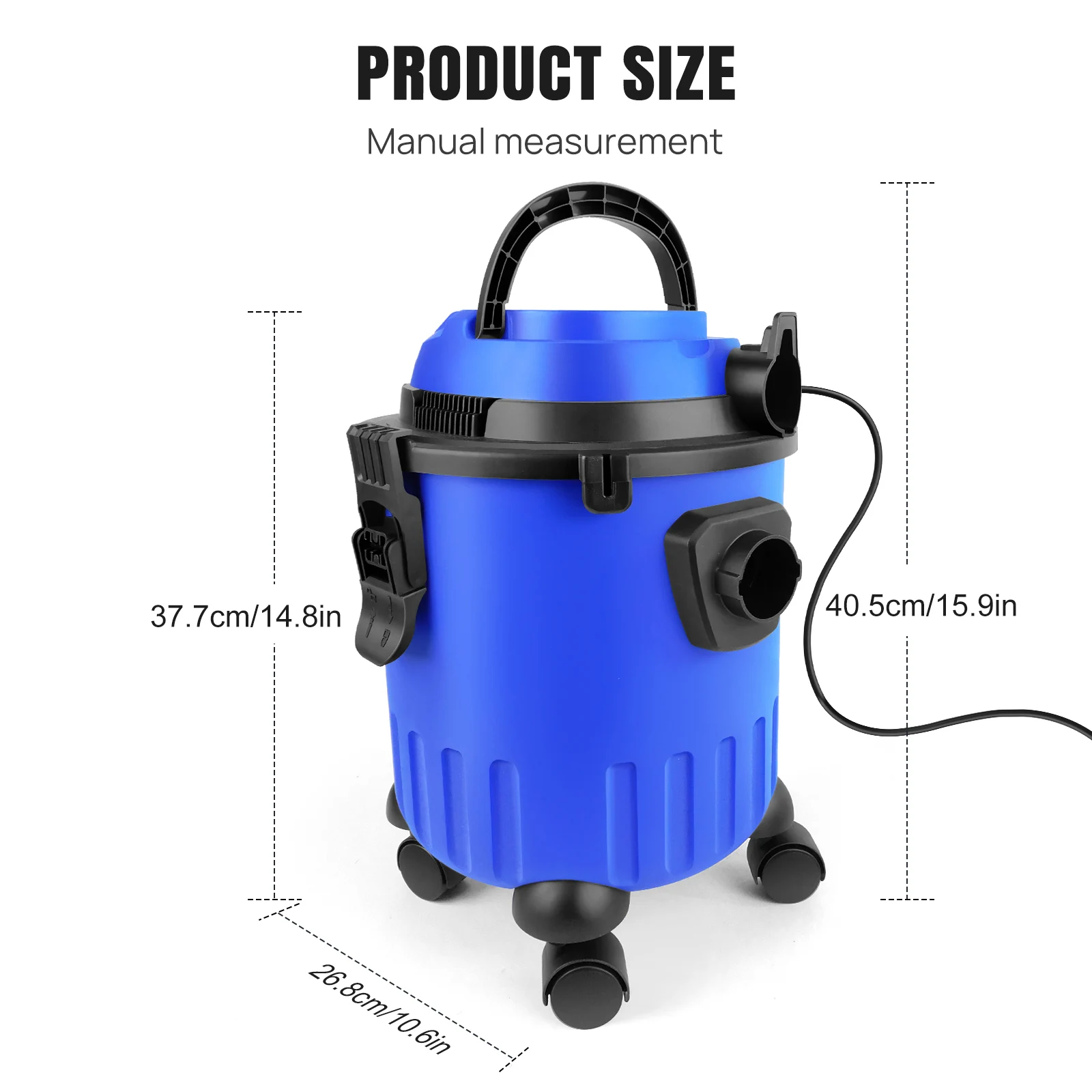 DayPlus NEW Wet and Dry and Blowing 3 IN 1 Vacuum Cleaner, Bagless with HEPA Filter, 4 Caster Wheels for Home/Industrial, 15L