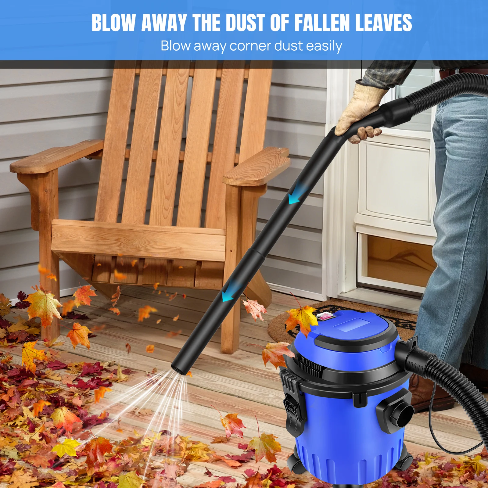 DayPlus NEW Wet and Dry and Blowing 3 IN 1 Vacuum Cleaner, Bagless with HEPA Filter, 4 Caster Wheels for Home/Industrial, 15L