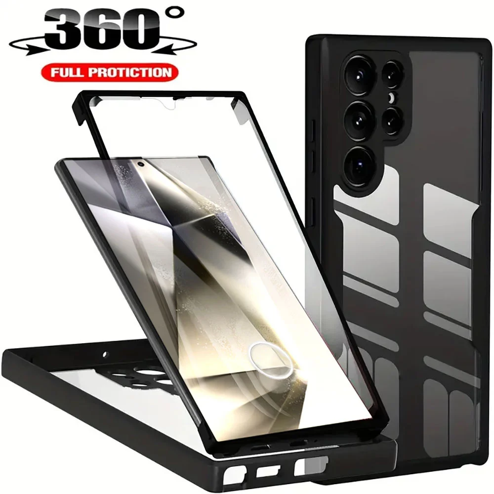 360 Full Cover Screen Protector Case For Samsung Galaxy S24 S23 S22 Ultra S21 Plus S20 FE A55 A35 A53 A52s A34 A14 A54 A15 Cover