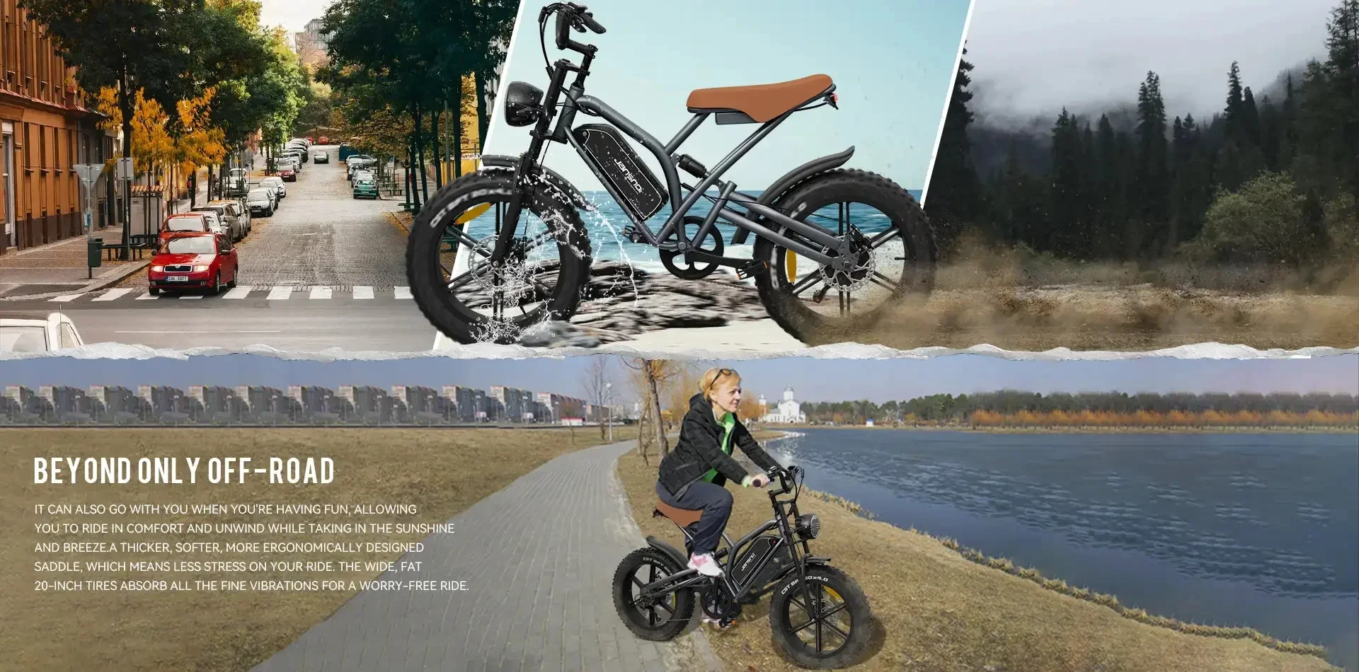 JANSNO Electric Bike 750W Powerful Motor 48V14AH Lithium Battery E Bike 20*4.0 Inch All Terrain Fat Tire Adult Electric Bicycle