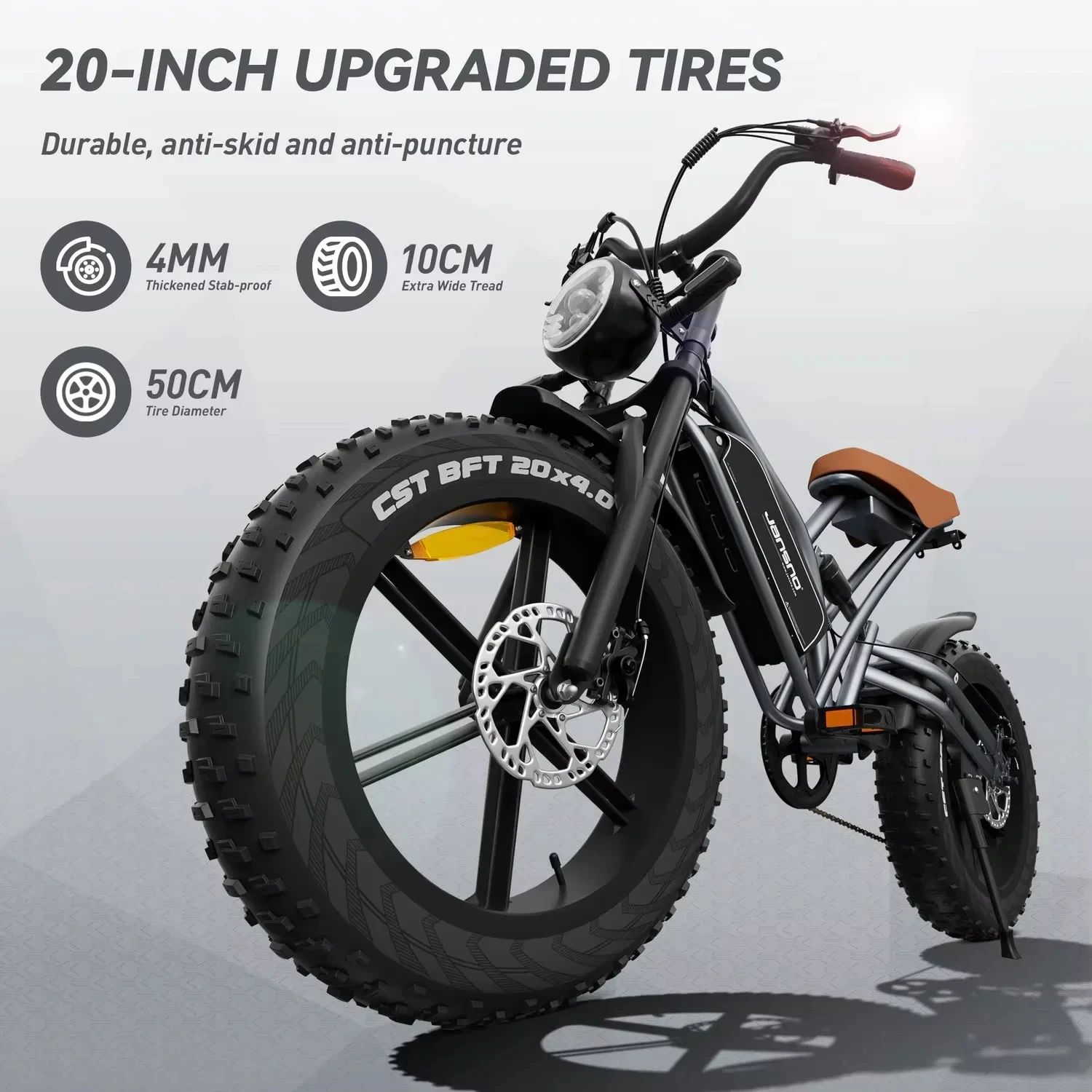 JANSNO Electric Bike 750W Powerful Motor 48V14AH Lithium Battery E Bike 20*4.0 Inch All Terrain Fat Tire Adult Electric Bicycle