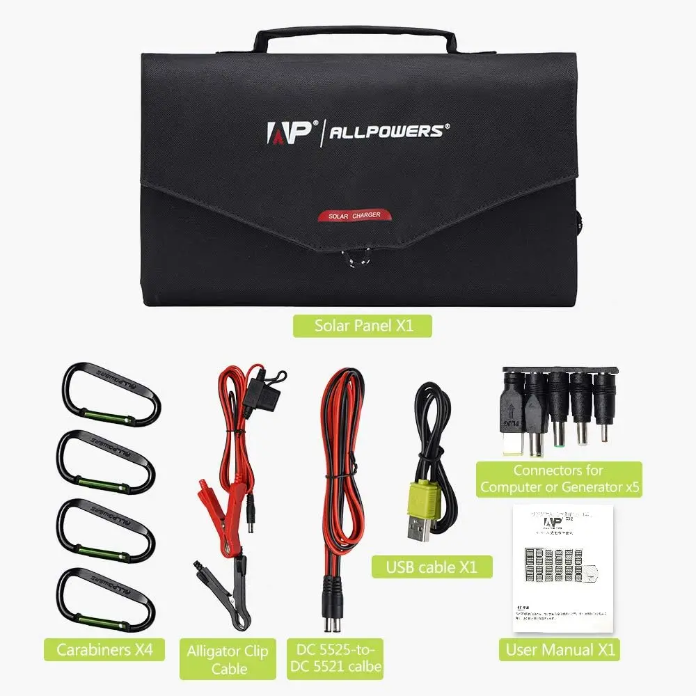 ALLPOWERS SP012 100W 18V 12V Portable Solar Panel Foldable Solar Battery Charger for Laptop Travel Camping Boat RV Power Station