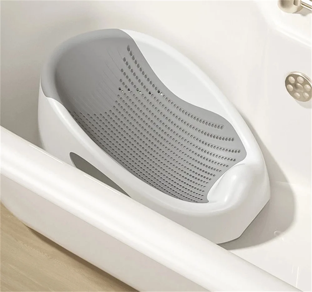 Baby Bath Tub Silicone Mesh Support Non Slip Base Newborn Foot Bath Bucket household Soft Touch Bathroom Bath Tub Gray