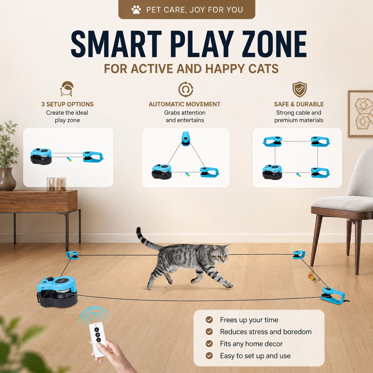 Remote Control Cat Race Toy Adjustable Speed,Automatic Cat String Chasing Toy DIY Custom Chase Route Cat Race Game,USB Rechargeable Interactive Cat Toy