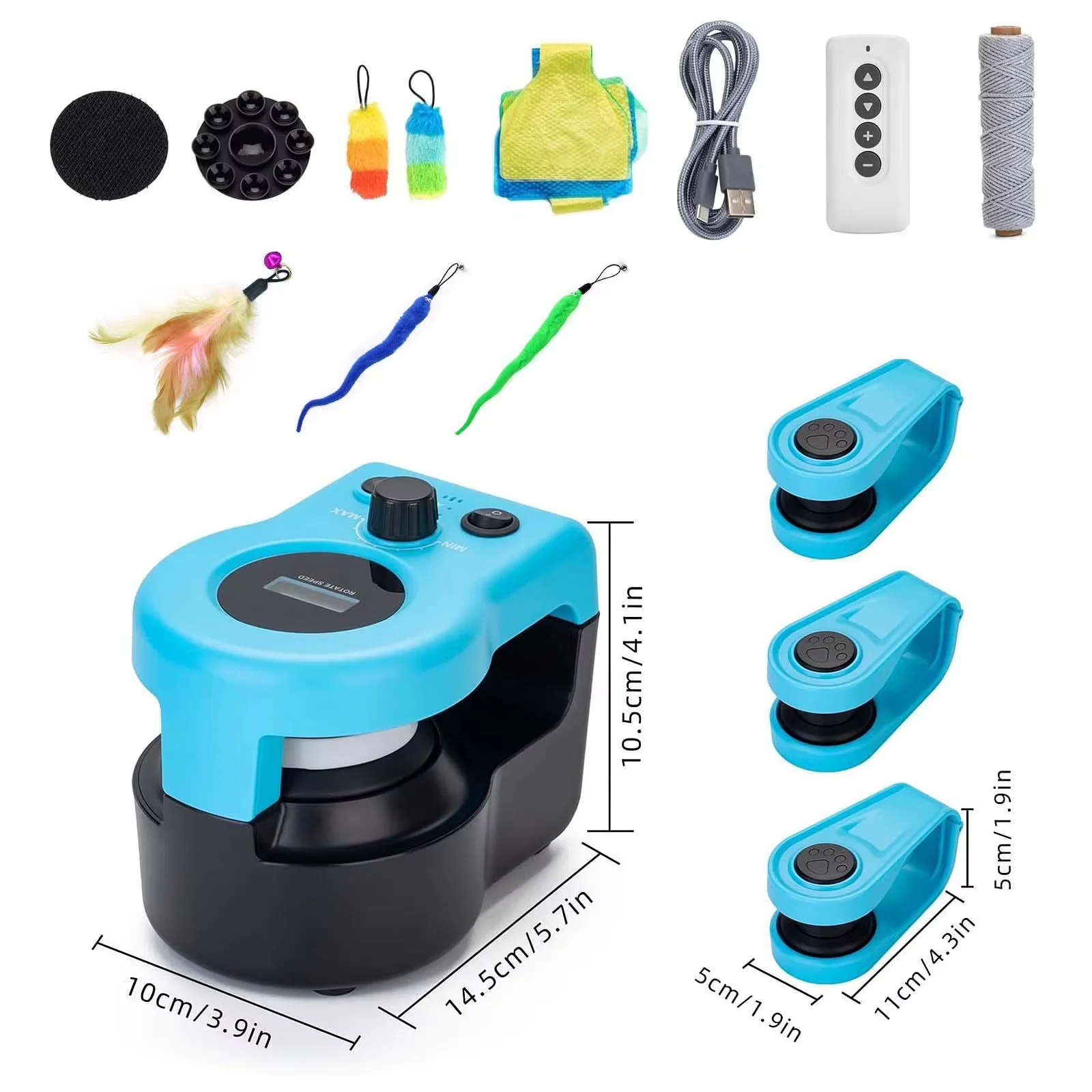 Remote Control Cat Race Toy Adjustable Speed,Automatic Cat String Chasing Toy DIY Custom Chase Route Cat Race Game,USB Rechargeable Interactive Cat Toy