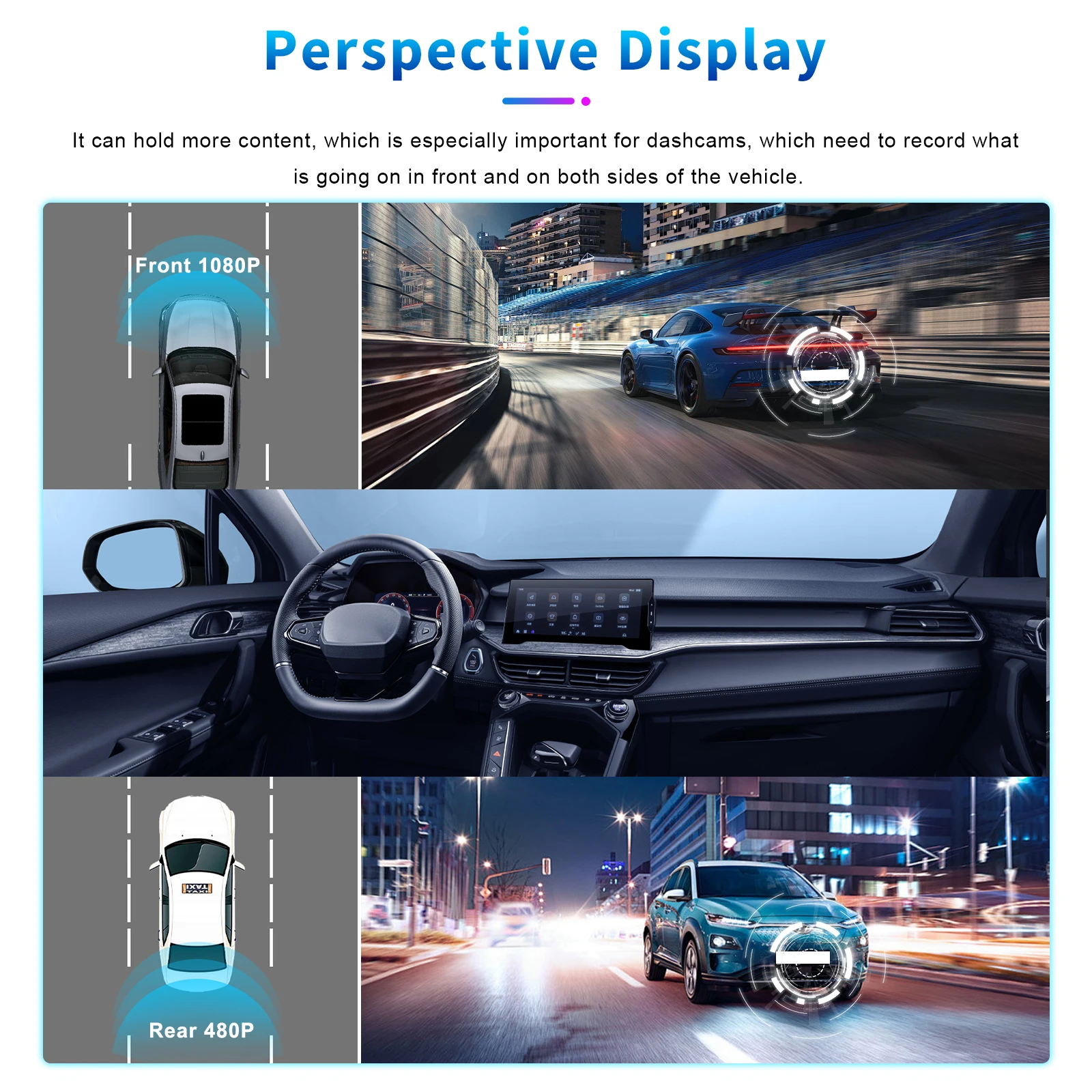 Podofo Car DVR Recorder Parking Mirror Monitor 9.66 Inch 1080P HD Dual Lens Automobile Dash Cam 24-Hour Parking Monitor