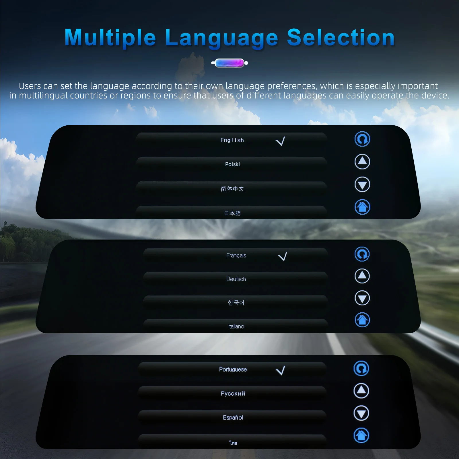 Podofo Car DVR Recorder Parking Mirror Monitor 9.66 Inch 1080P HD Dual Lens Automobile Dash Cam 24-Hour Parking Monitor
