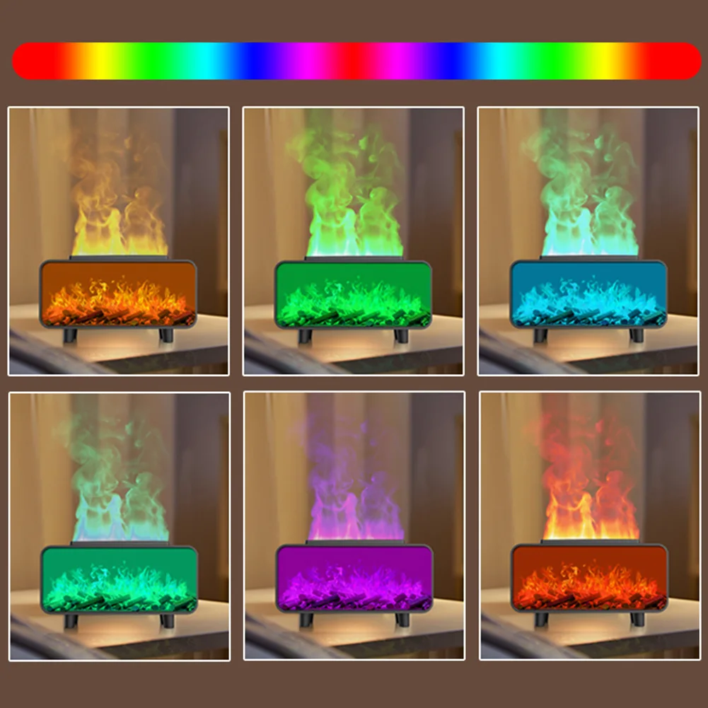 Creative Fireplace Air Humidifier Waterless Auto-Off Aroma Essential Oil Diffuser with 7-Color LED Light Remote Control for for