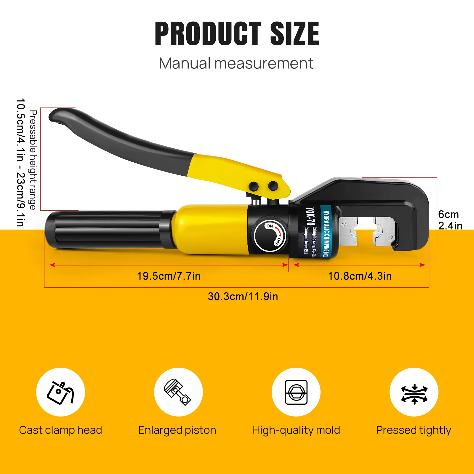 9 Sets 4-70mm² Hydraulic Pliers Pressure Crimping Tools DIY Cable Terminal Wiring Pliers Cordless Crimping Pliers with Gloves
