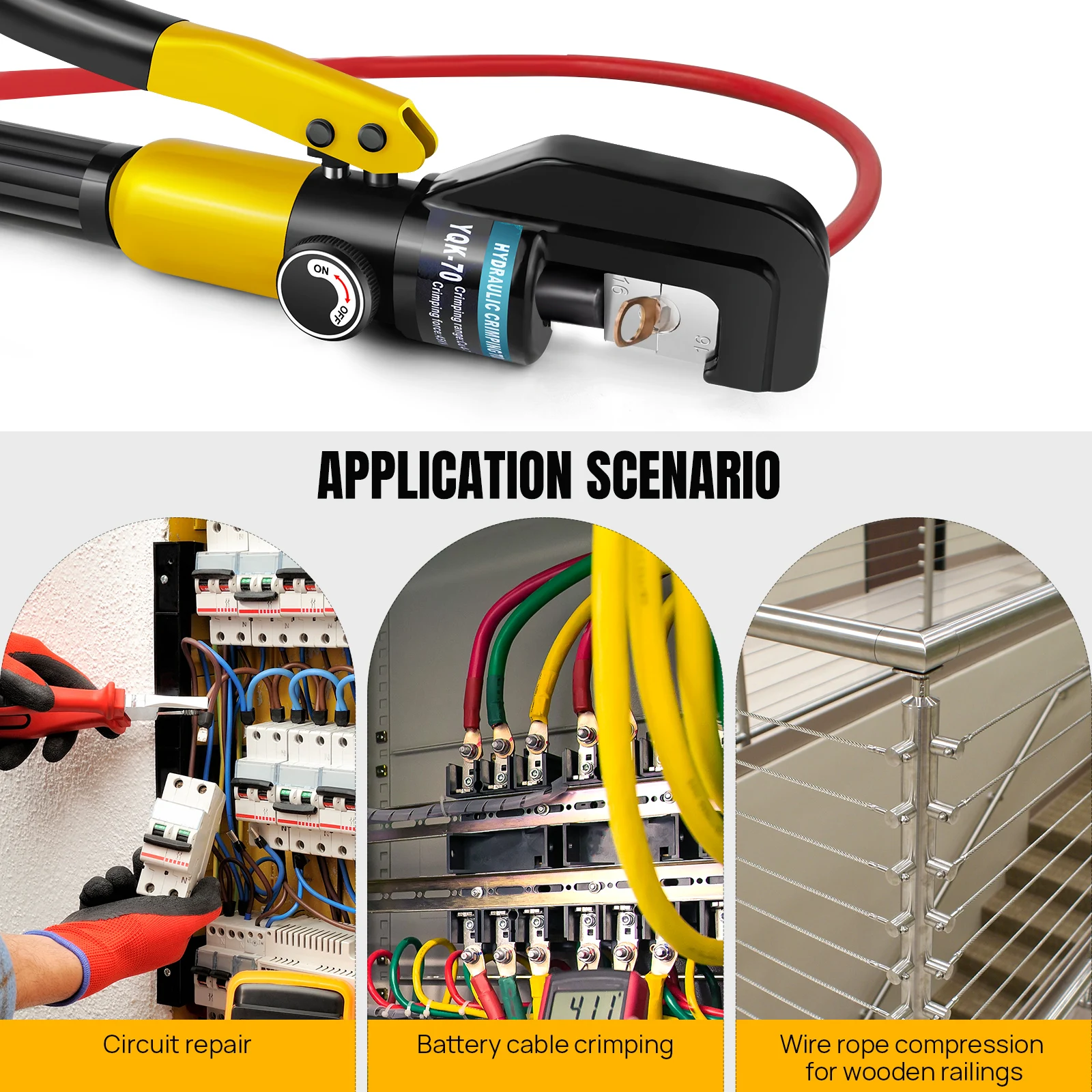 9 Sets 4-70mm² Hydraulic Pliers Pressure Crimping Tools DIY Cable Terminal Wiring Pliers Cordless Crimping Pliers with Gloves