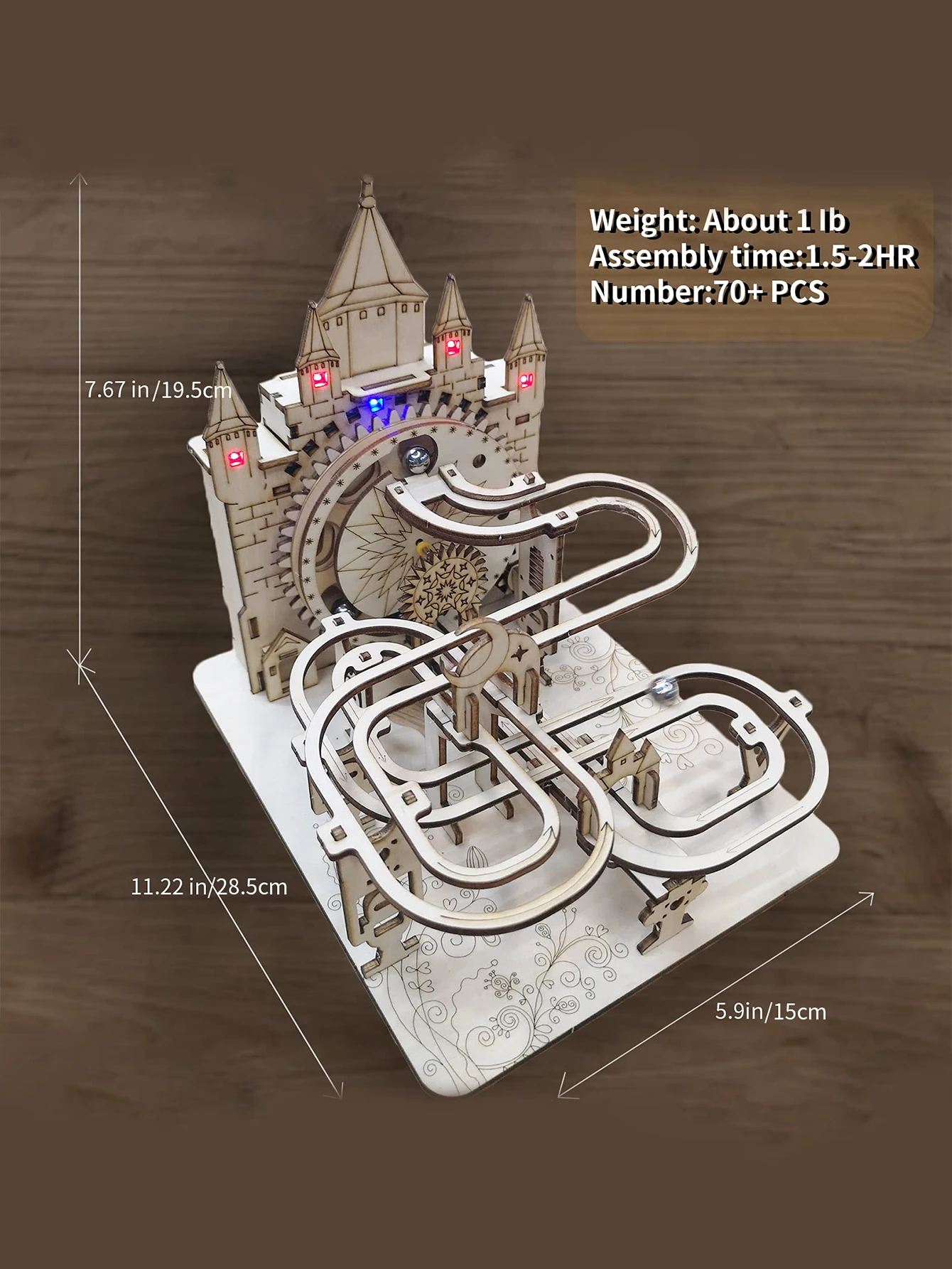 3D Wooden Puzzles For Adults Electric Marble Run With Colorful Lights Castle Building Mechanical Model Kits Brain Teaser Diy Han