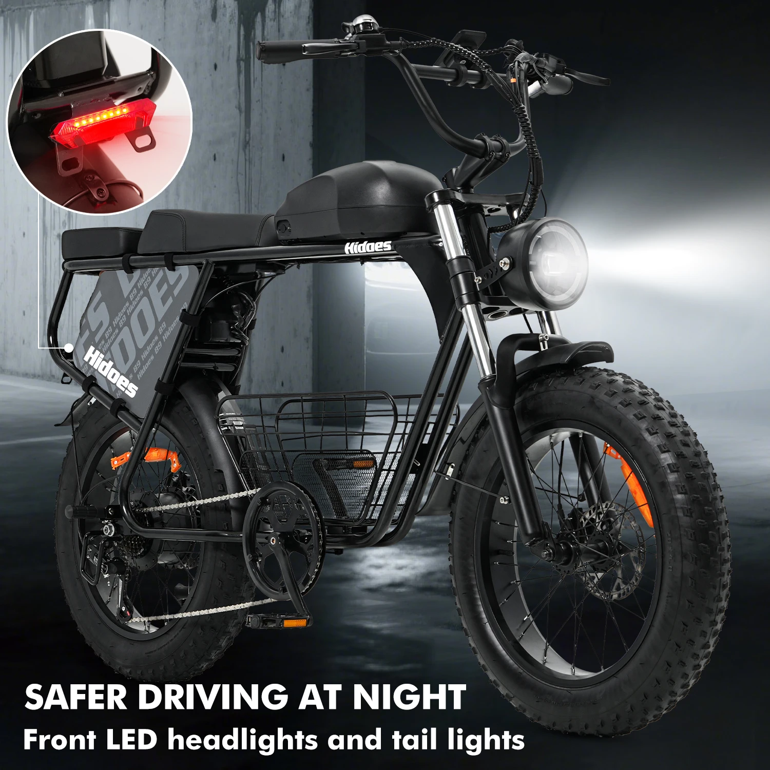 Hidoes B9 Electric Bike 750W Motor 48V33.8AH Battery 80-90km Range 7-Speed 20" Fat Tire Transmission Adult Electric Bicycle