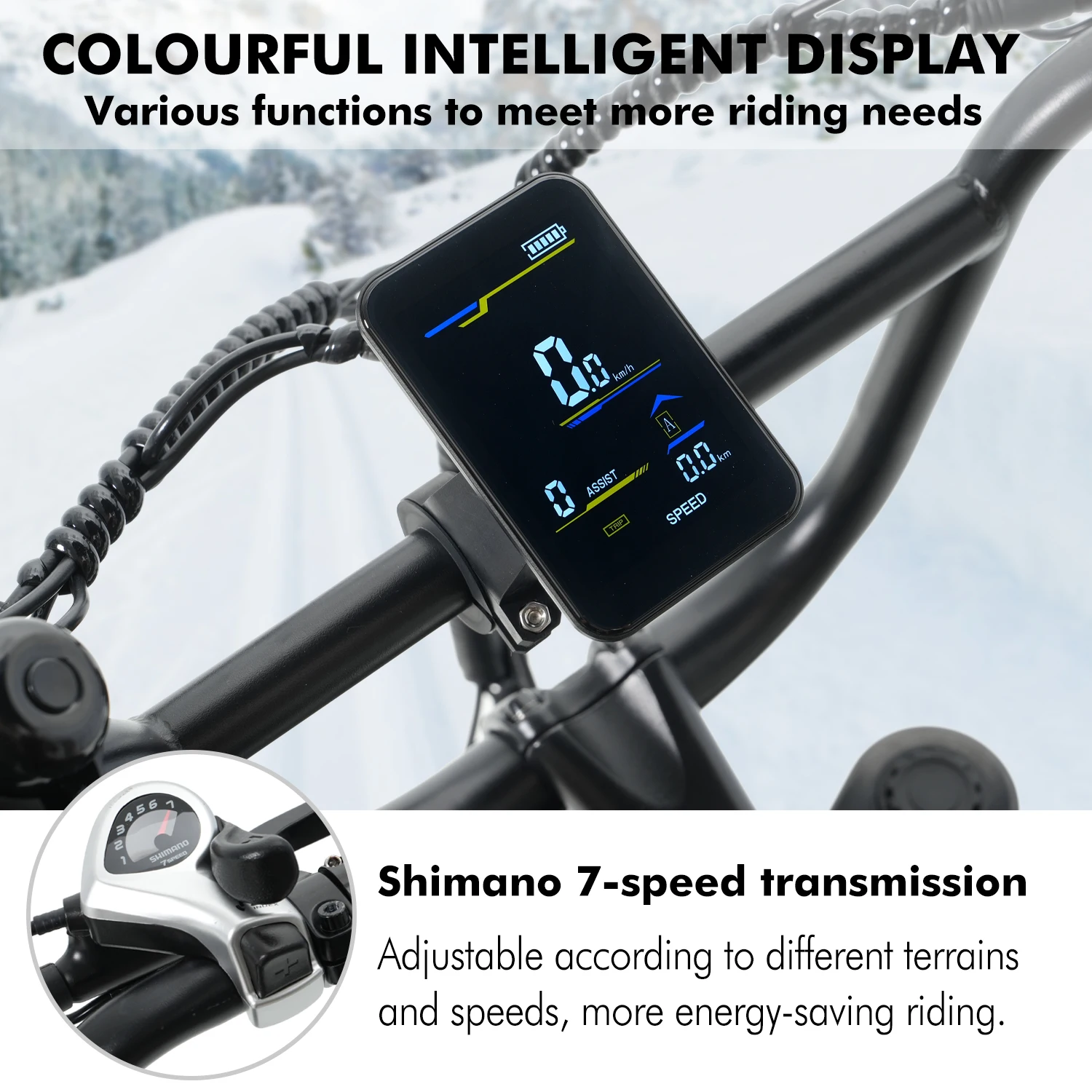 Hidoes B9 Electric Bike 750W Motor 48V33.8AH Battery 80-90km Range 7-Speed 20" Fat Tire Transmission Adult Electric Bicycle