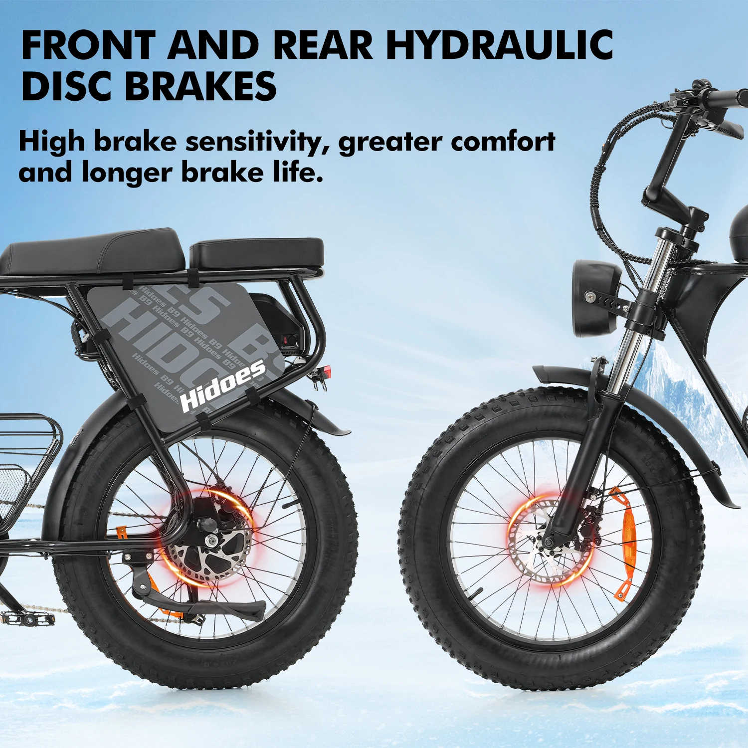 Hidoes B9 Electric Bike 750W Motor 48V33.8AH Battery 80-90km Range 7-Speed 20" Fat Tire Transmission Adult Electric Bicycle