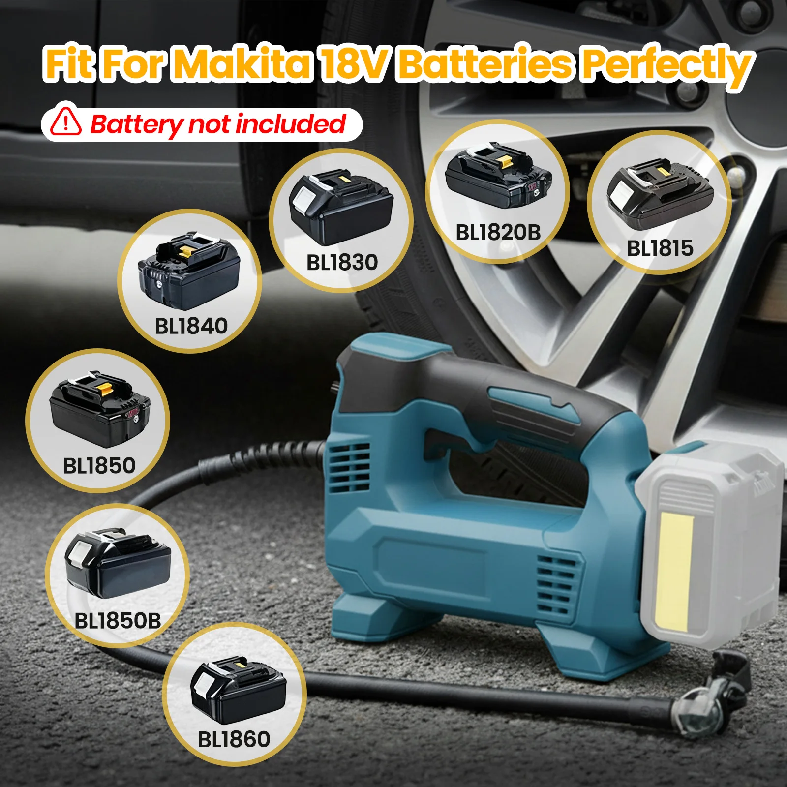 Makita-style 18V Cordless Electric Air Pump Portable (120 PSI) for Car Tires Inflator Electric Motorcycle Pump (No Battery)