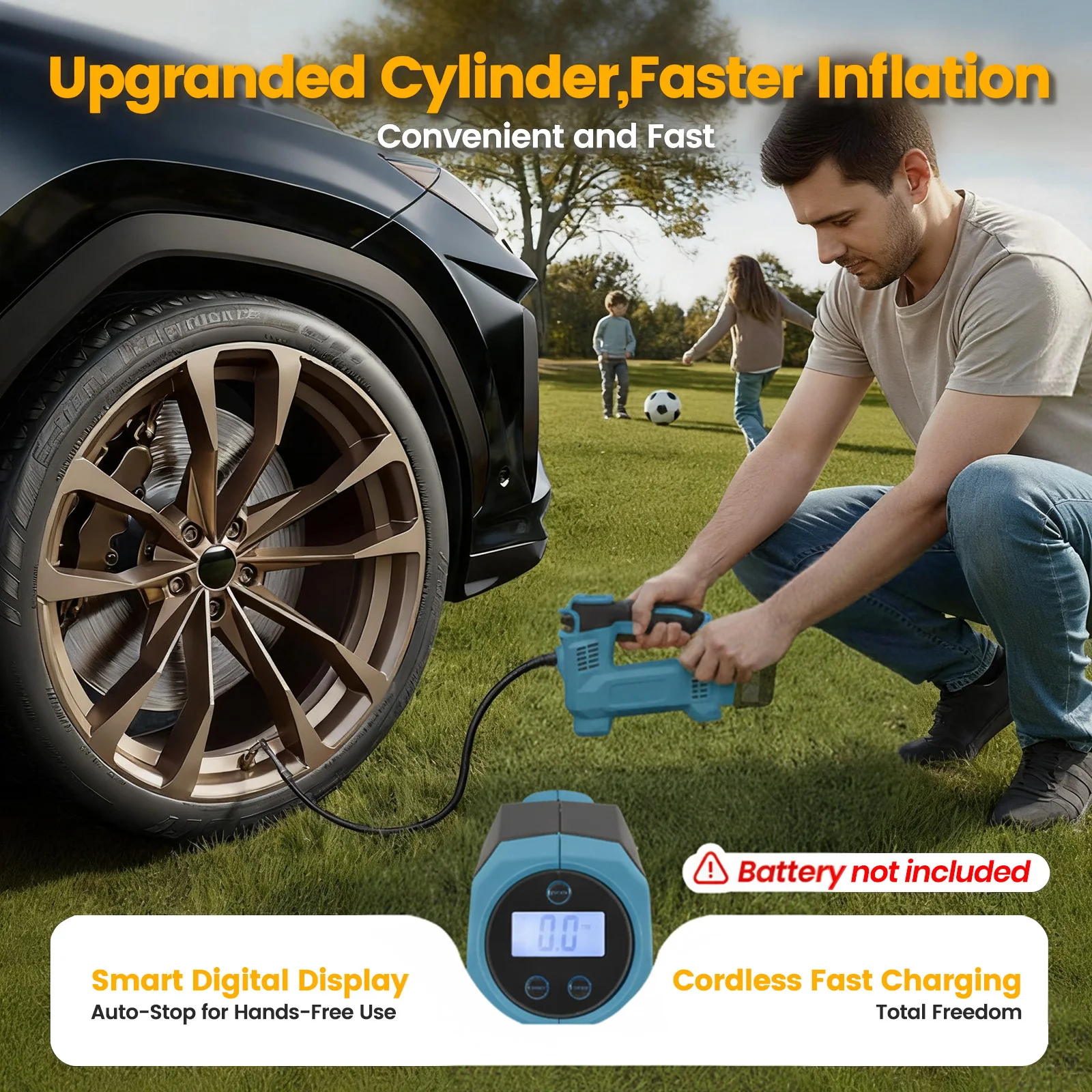 Makita-style 18V Cordless Electric Air Pump Portable (120 PSI) for Car Tires Inflator Electric Motorcycle Pump (No Battery)