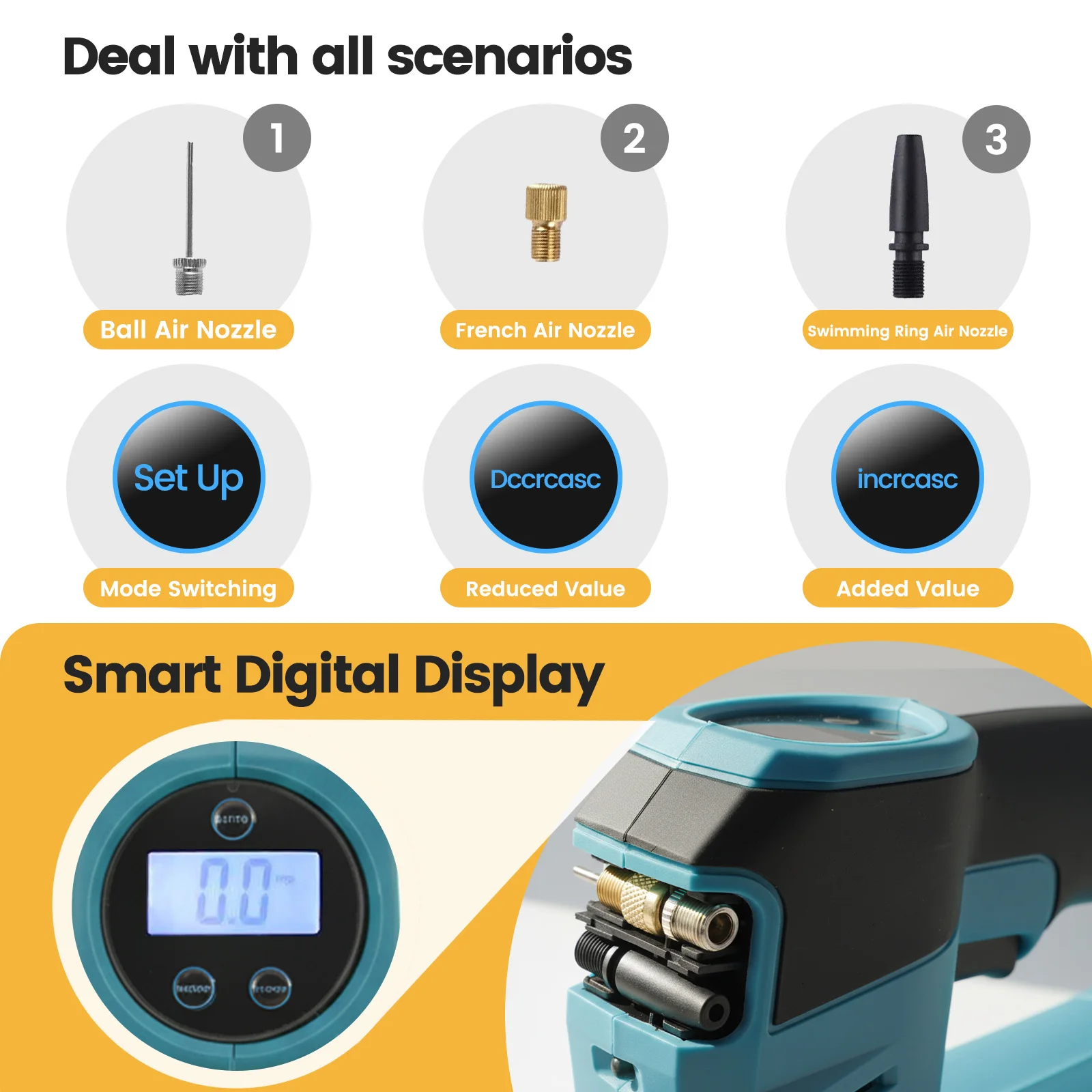 Makita-style 18V Cordless Electric Air Pump Portable (120 PSI) for Car Tires Inflator Electric Motorcycle Pump (No Battery)