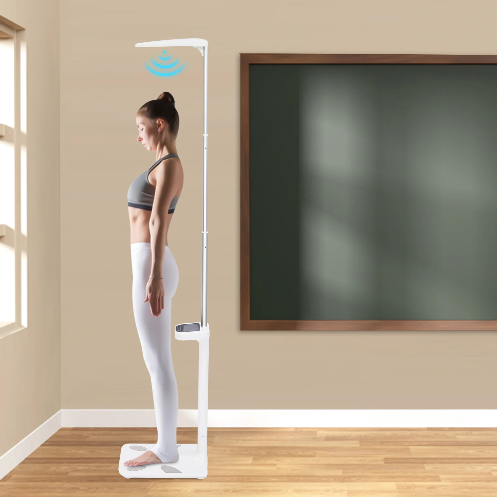 White Aluminum Digital Medical Scale,Ultrasonic Height and Weight Scale Body Fat Measuring Instrument for Hospitals,Home