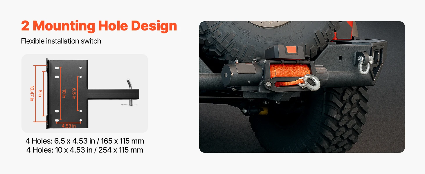 SucceBuy 3600/15000LBS Trailer Hitch Winch Mount with 50.8mm Receiver Powder Coated Steel Truck Winch Mount for ATV UTV Pickup