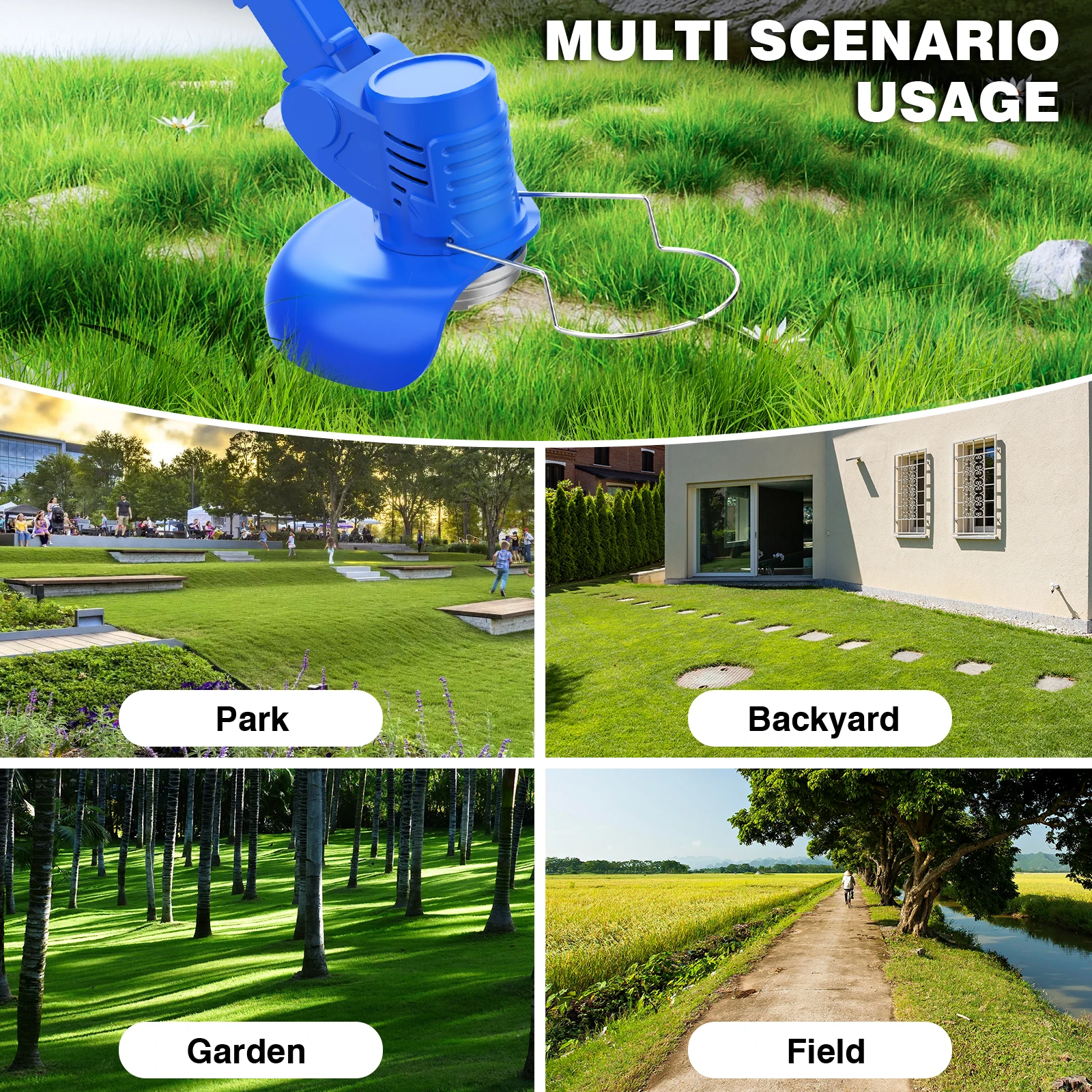 21V Cordless Weed Wacker,Battery Powered Weed Wacker 3 in 1 Rechargeable Weed Wacker Electric for Lawn Garden Yard,Blue