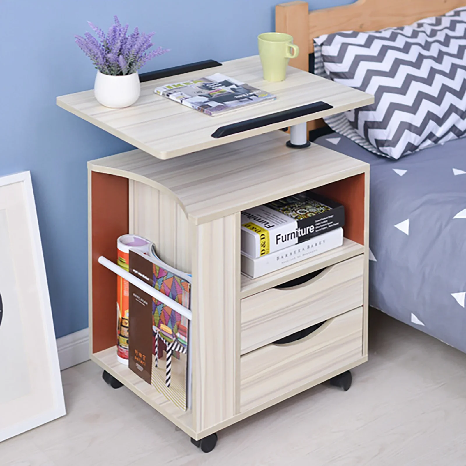 Lazy Laptop Desk Removable Bedside Table Lift Table Bedside Storage Desk Household Multifunctional Lifting Table