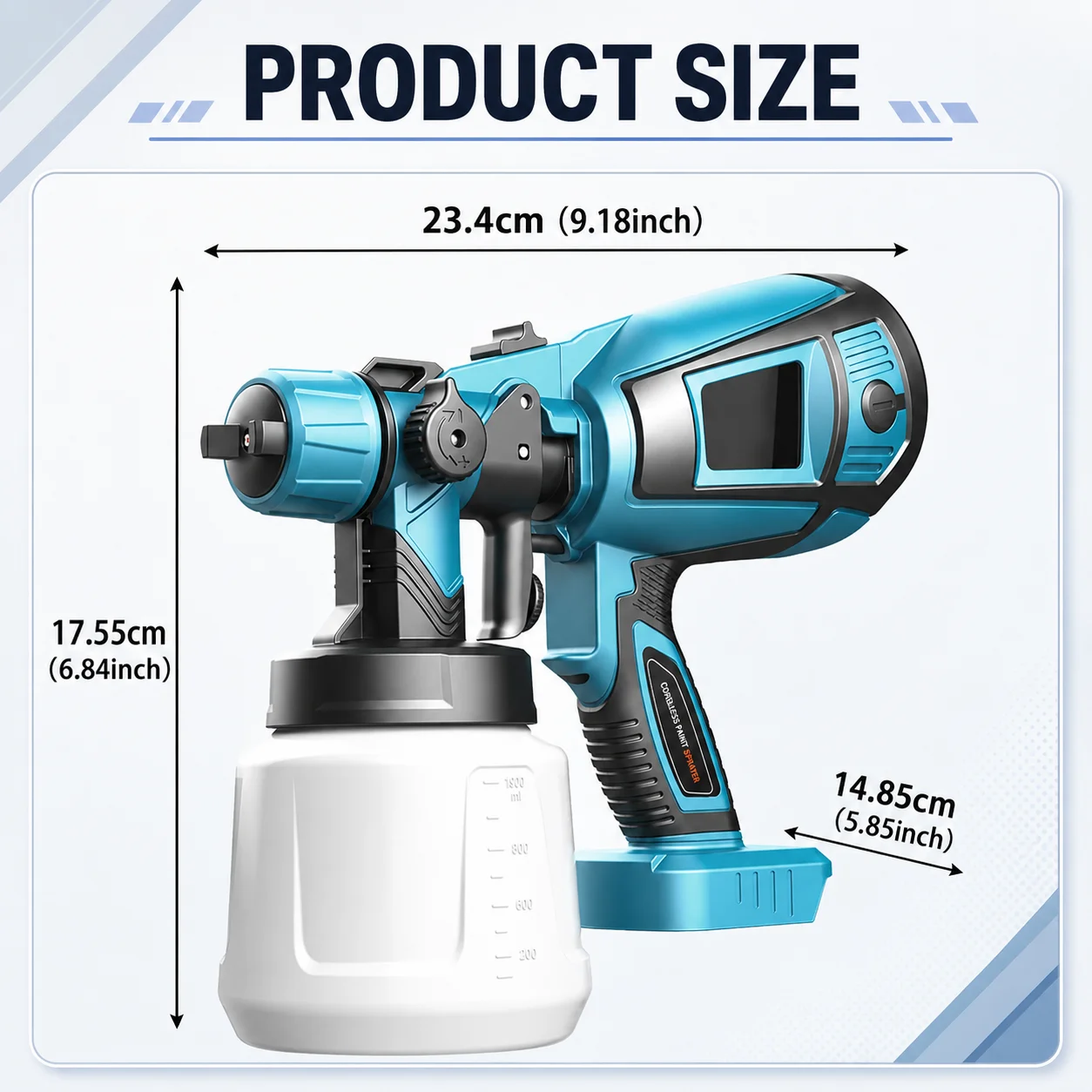 Cordless Paint Sprayer for Makita 18V 2pcs Battery Mini Paint Sprayer 1000ml Tank for Walls Ceilings, Fence, Wood