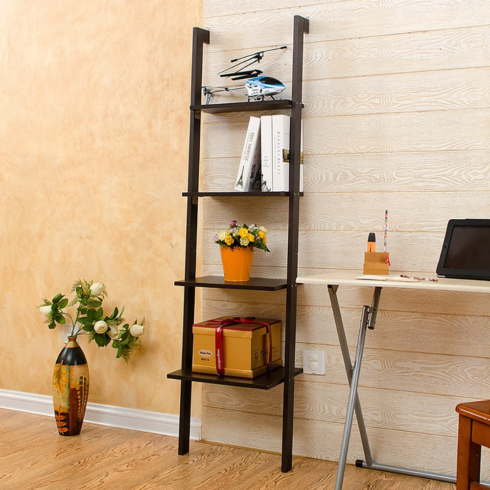 【Lifeideas】4-Tier Wooden Wall Ladder Shelf Black