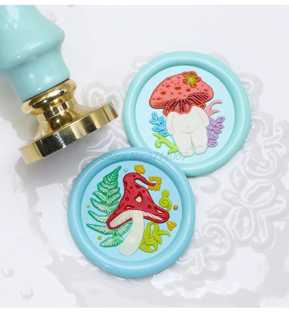Retro Mushrooms Baby Cute Book Wax Seal Stamp Vintage Head For Scrapbook Envelopes Wedding Invitations Gift Cards Packaging