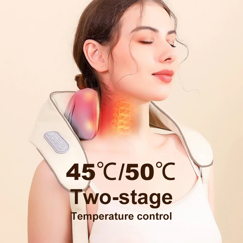 Neck Massage Shawl Relaxer Cervical Spine Muscle Heated Trapezius Shiatsu Shoulder Massager Press Kneading