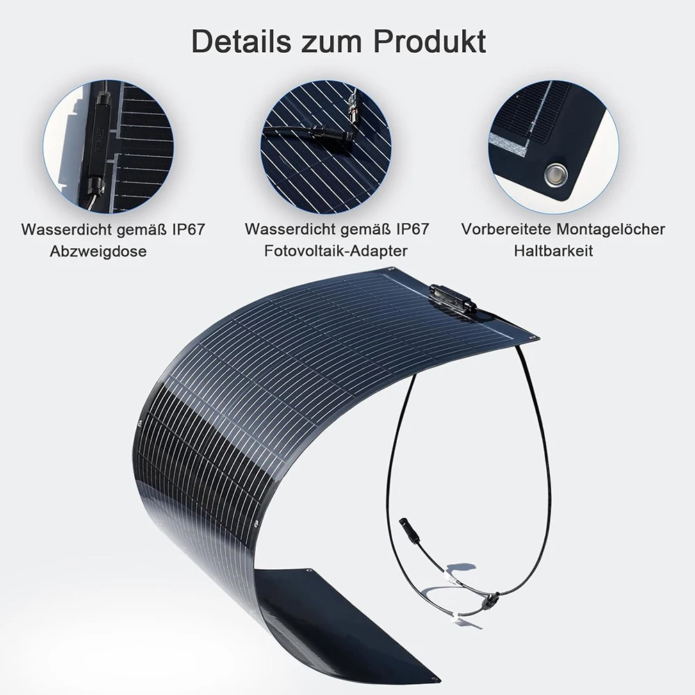 WUZECK 200W Flexible Monocrystalline Solar Panel Kit, 2 Pieces 100W Solar Modules, 20A 12V/24V Solar Charge Controller and Solar Cable, Off Grid Power for 12V Batteries, Motorhome, Camper, Balcony, Camping, Home Use