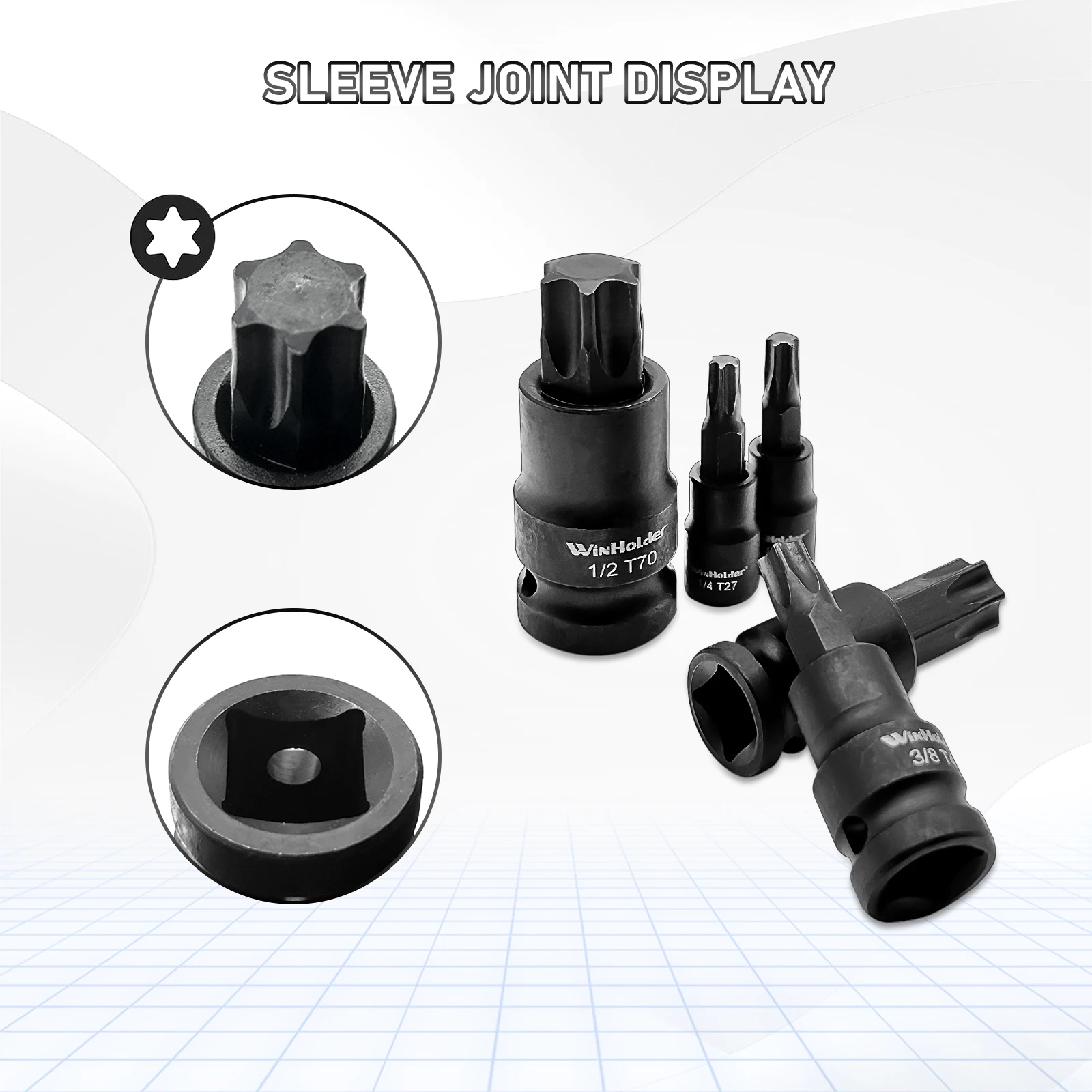 24PEICES of Impact Torx Bit Socket Set 1/4,3/8,1/2" Drive T6-T70 & Long Reach Extension Bars Auto Repairing