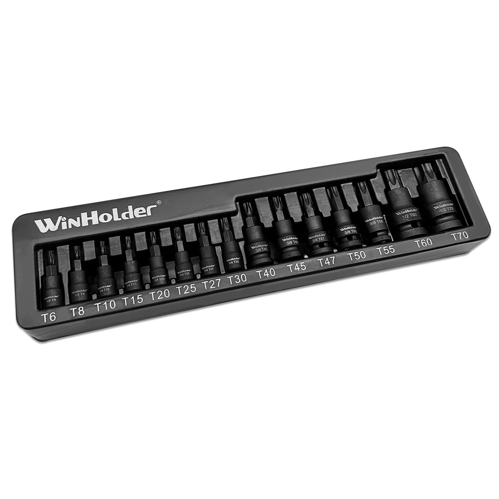24PEICES of Impact Torx Bit Socket Set 1/4,3/8,1/2" Drive T6-T70 & Long Reach Extension Bars Auto Repairing