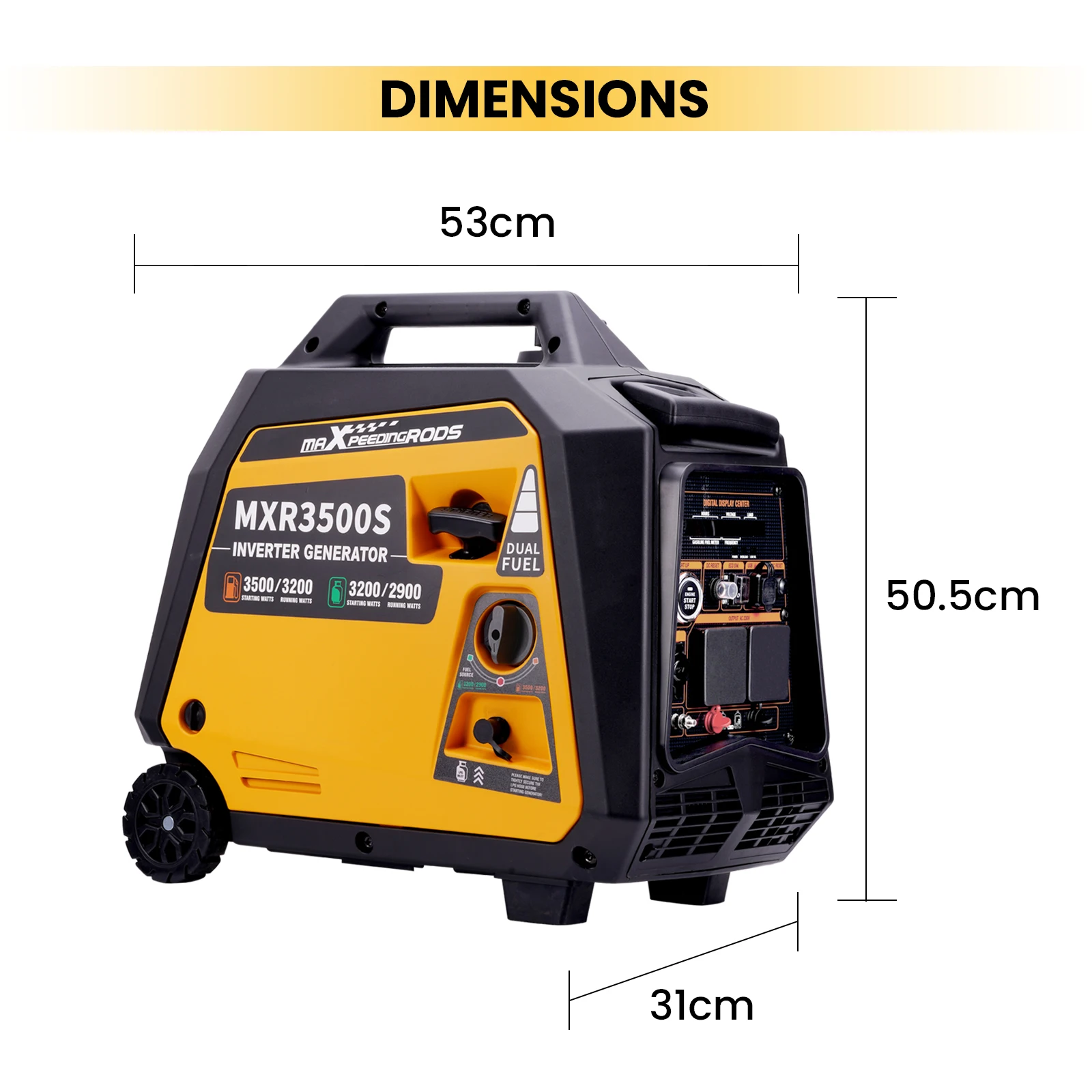 MAXPEEDINGRODS 3200W Petrol Inverter Generator Portable Camping 3.5kVA Genset Dual Fuel Gas/LPG Portable Power Generator for RV