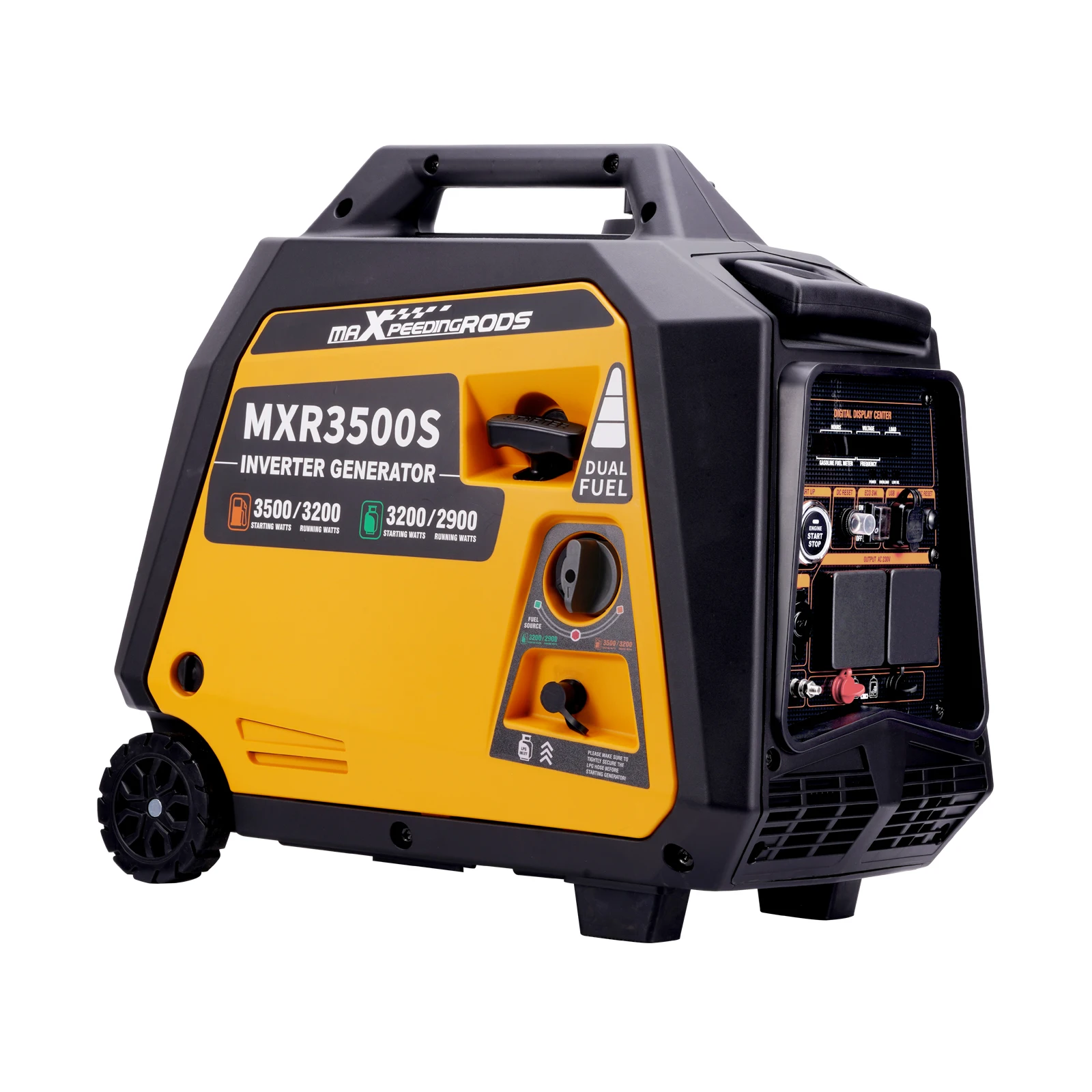 MAXPEEDINGRODS 3200W Petrol Inverter Generator Portable Camping 3.5kVA Genset Dual Fuel Gas/LPG Portable Power Generator for RV