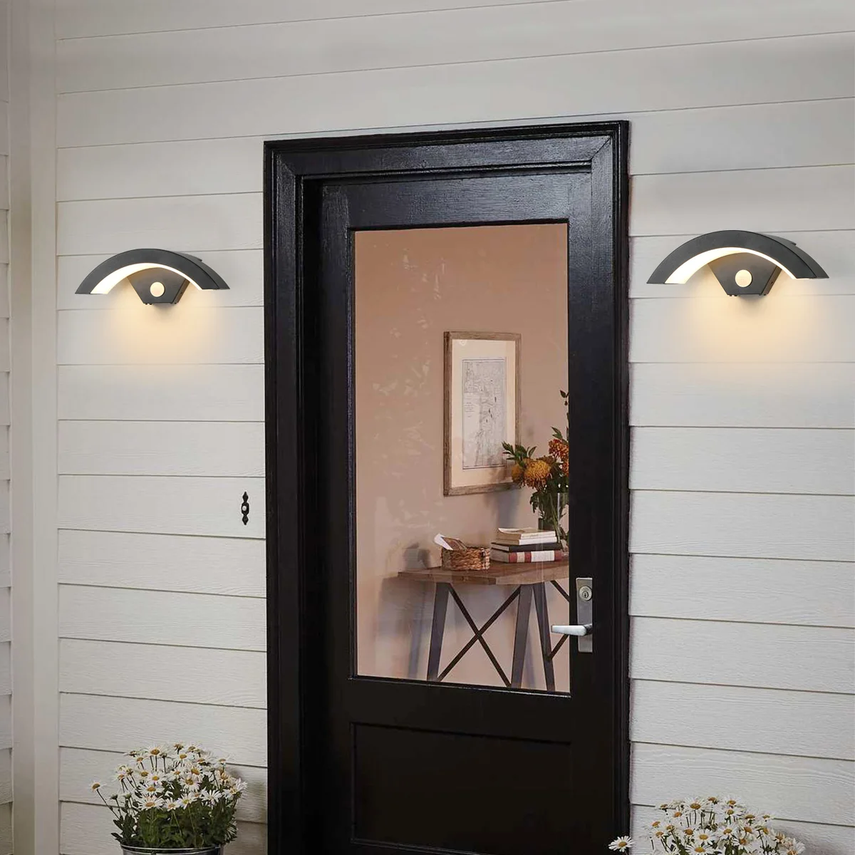 Modern Wall Sconce 24W Wall Light with Motion Sensor, 3000K Black Warm Light Wall Lamp, Outdoor Lamp Applique Murale for Hallway